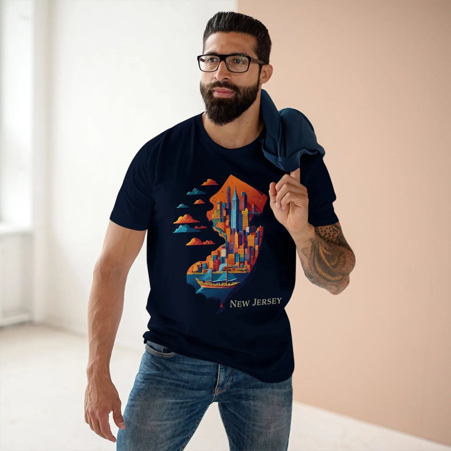 New Jersey State Shirt Retro2Nova Premium Cotton Unisex Tee With Original Art Design