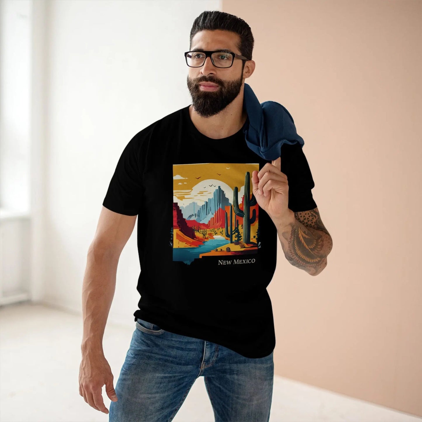 New Mexico State Shirt Unisex Premium Cotton Tee With Original Art Design By Retro2Nova
