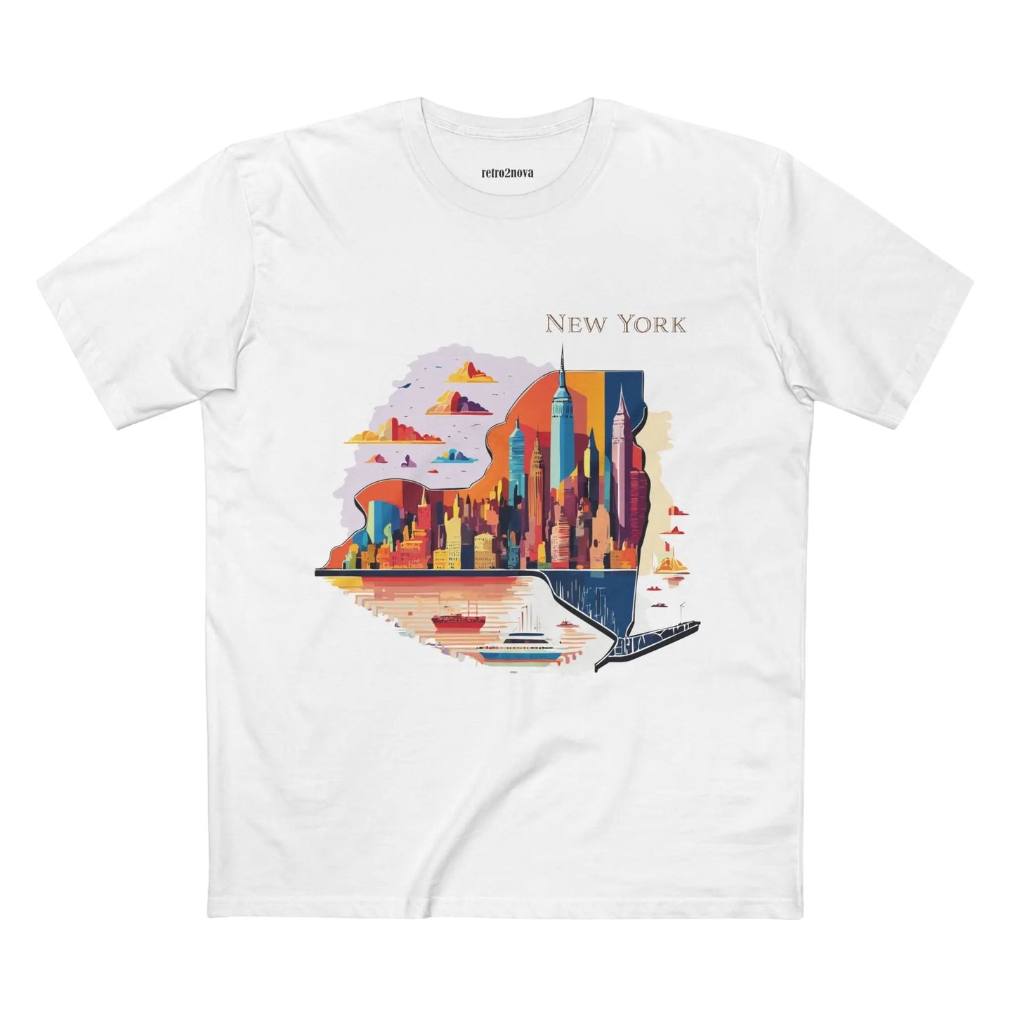 New York State Shirt Unisex Premium Cotton Tee With Original Art By Retro2Nova Exclusive Collection