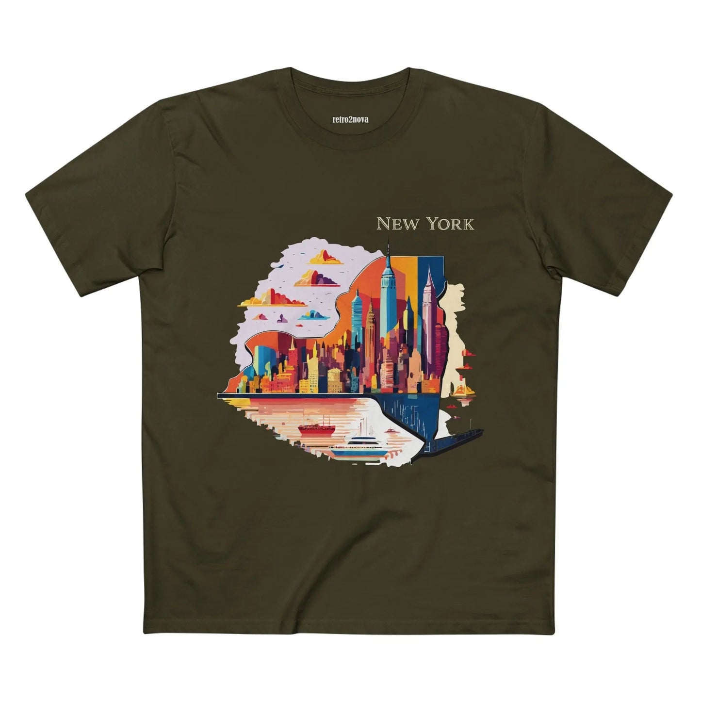 New York State Shirt Unisex Premium Cotton Tee With Original Art By Retro2Nova Exclusive Collection
