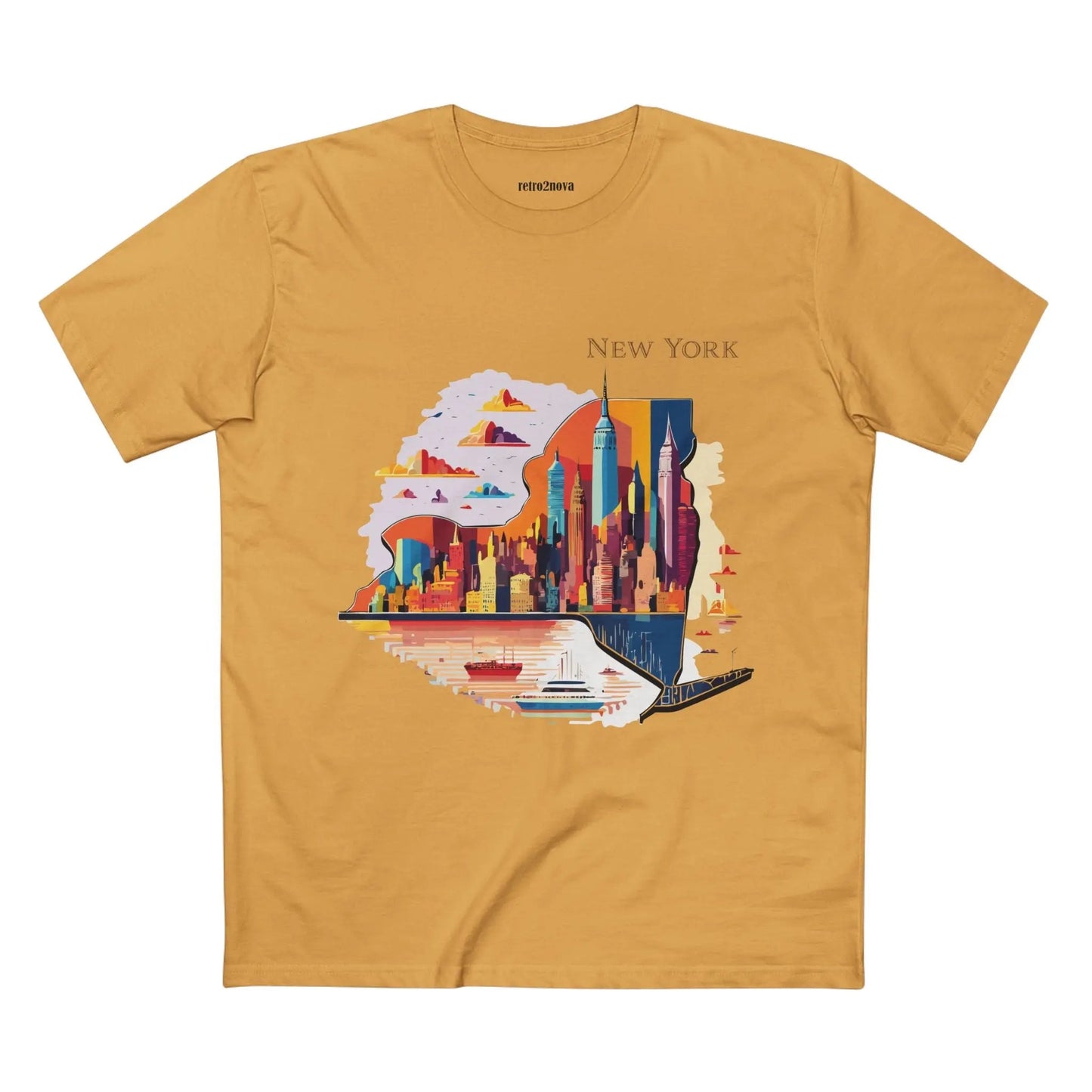 New York State Shirt Unisex Premium Cotton Tee With Original Art By Retro2Nova Exclusive Collection