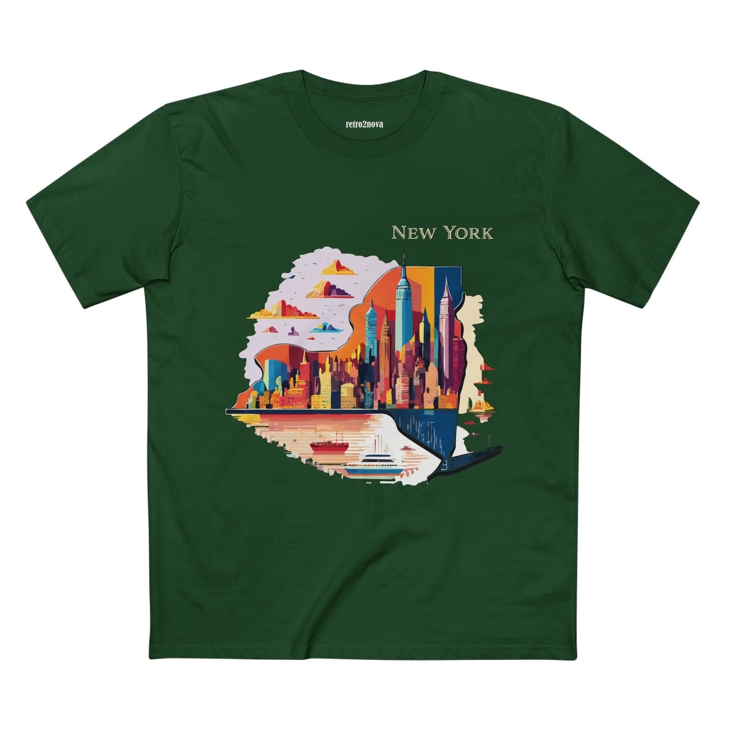 New York State Shirt Unisex Premium Cotton Tee With Original Art By Retro2Nova Exclusive Collection