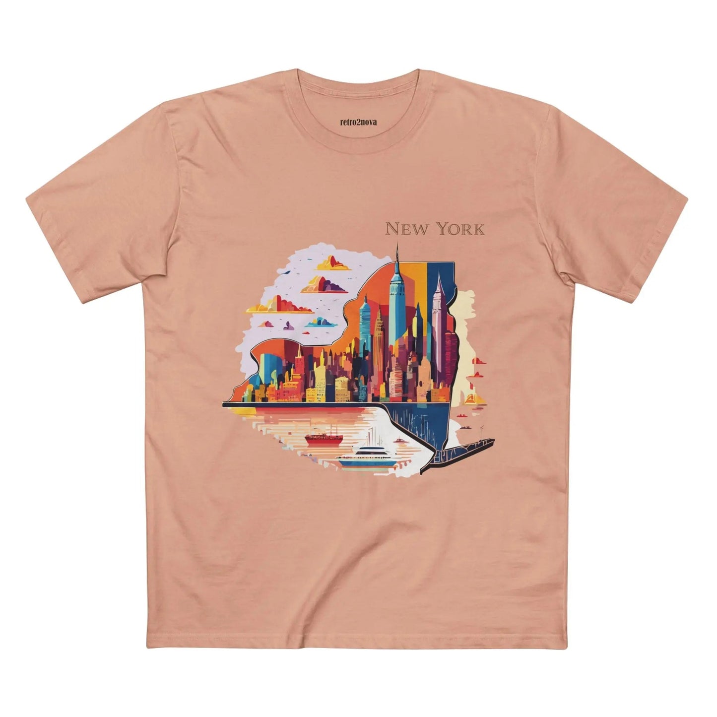 New York State Shirt Unisex Premium Cotton Tee With Original Art By Retro2Nova Exclusive Collection