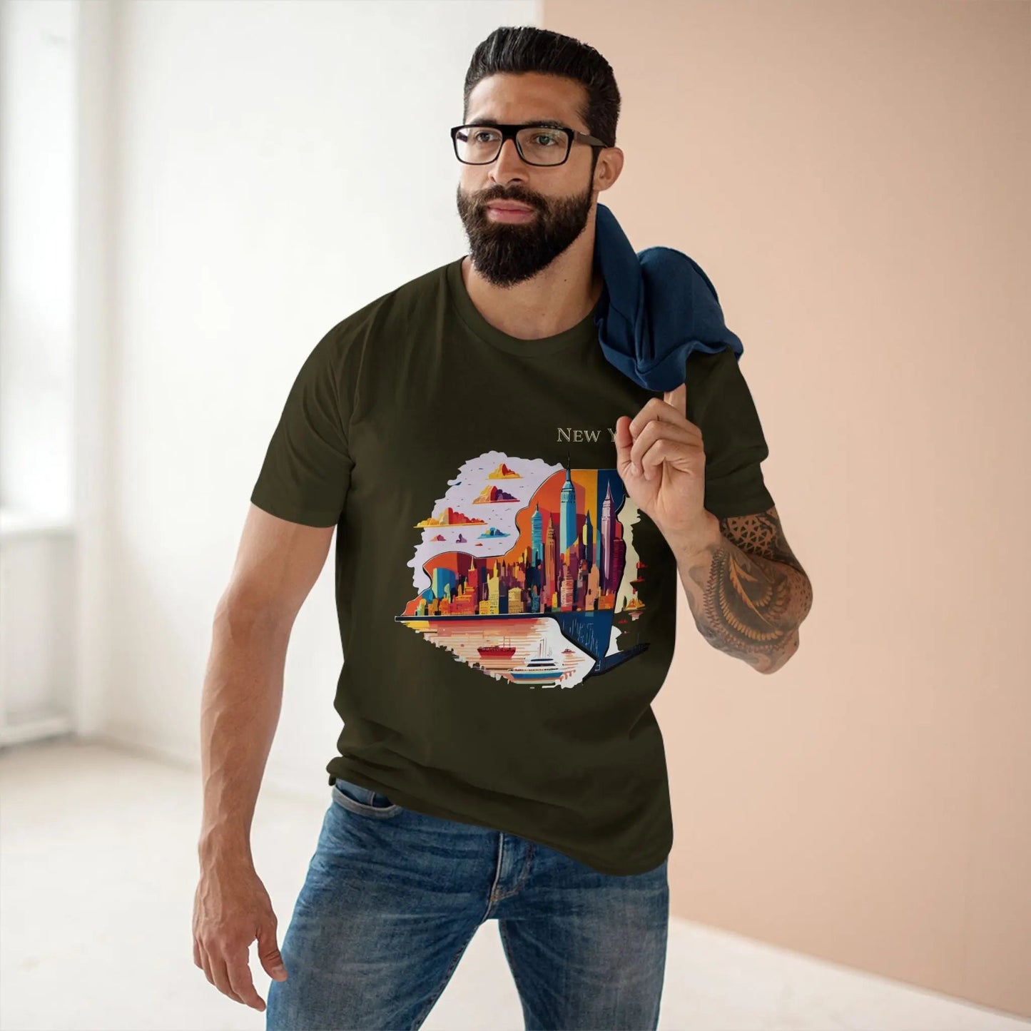 New York State Shirt Unisex Premium Cotton Tee With Original Art By Retro2Nova Exclusive Collection