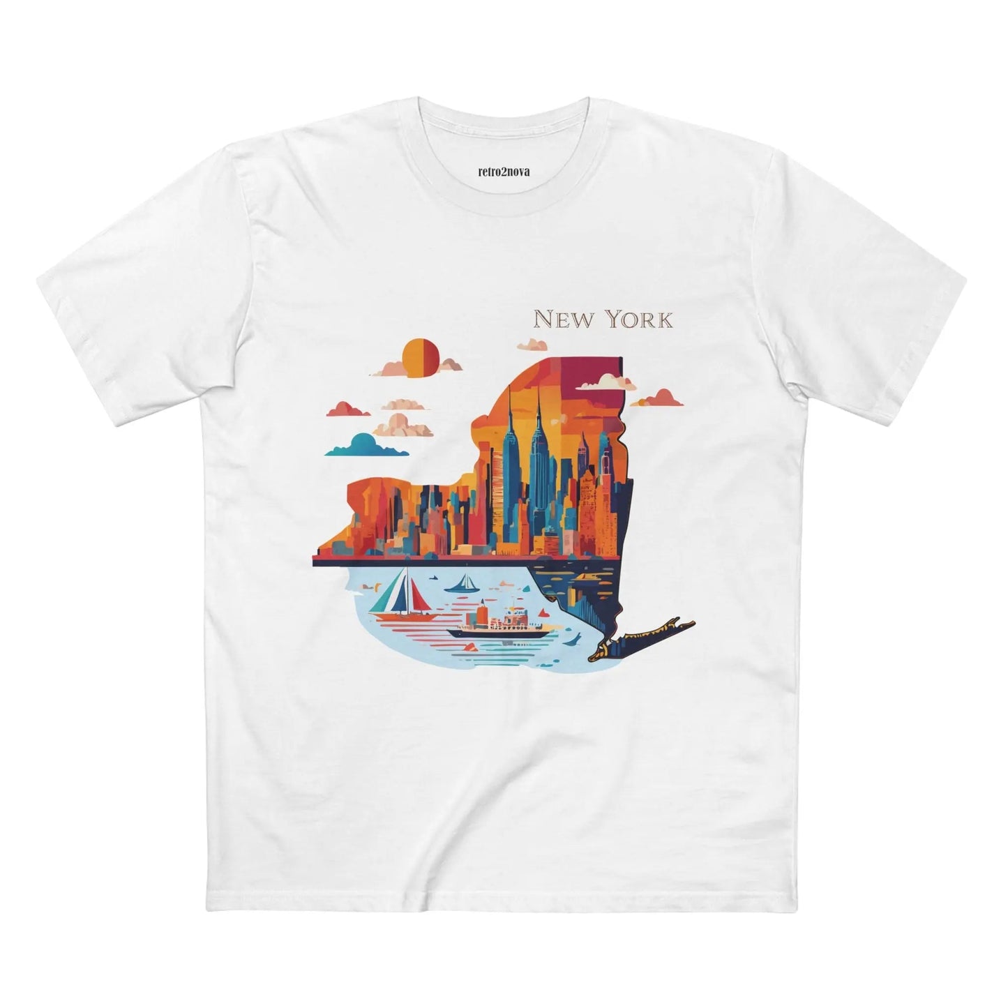 New York State Shirt Unisex Premium Cotton Tee With Original Art Design By Retro2Nova Art Collection