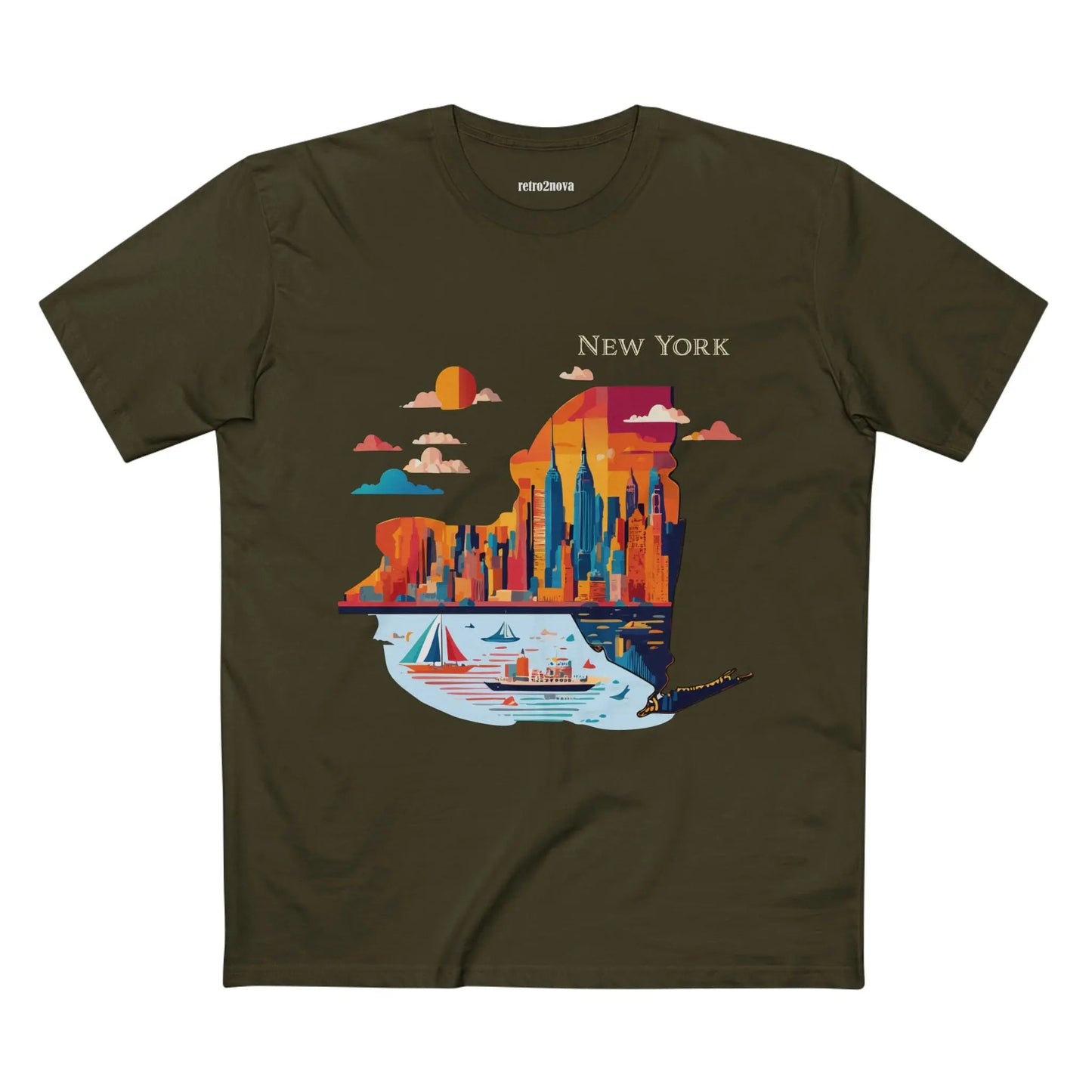 New York State Shirt Unisex Premium Cotton Tee With Original Art Design By Retro2Nova Art Collection