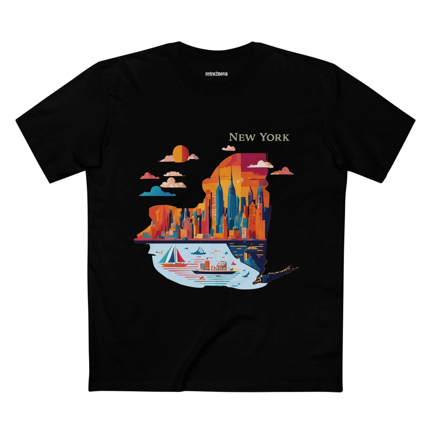 New York State Shirt Unisex Premium Cotton Tee With Original Art Design By Retro2Nova Art Collection