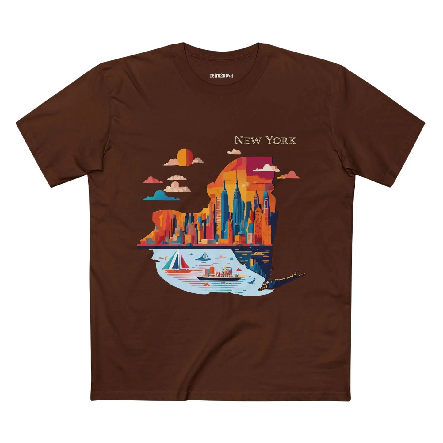 New York State Shirt Unisex Premium Cotton Tee With Original Art Design By Retro2Nova Art Collection