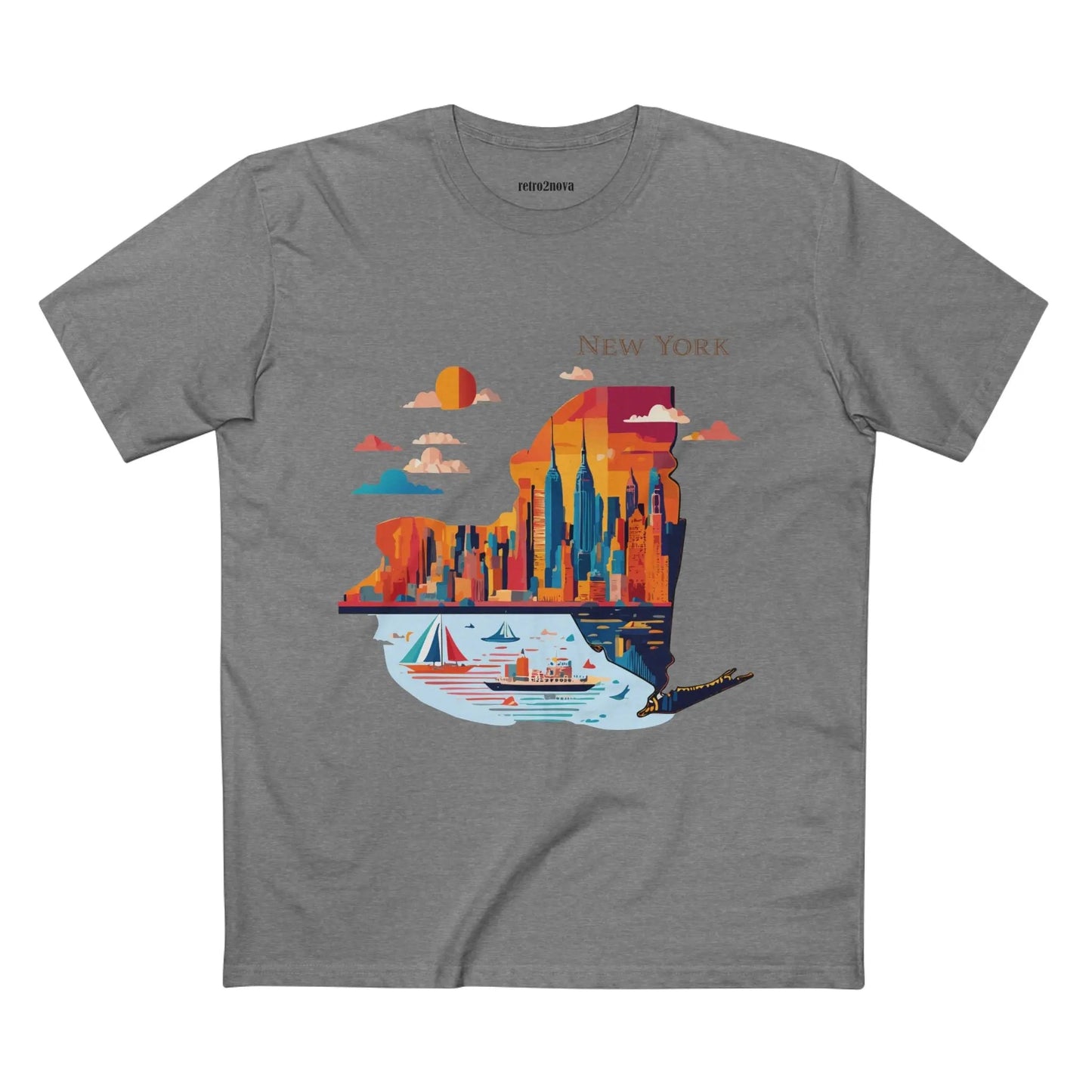 New York State Shirt Unisex Premium Cotton Tee With Original Art Design By Retro2Nova Art Collection