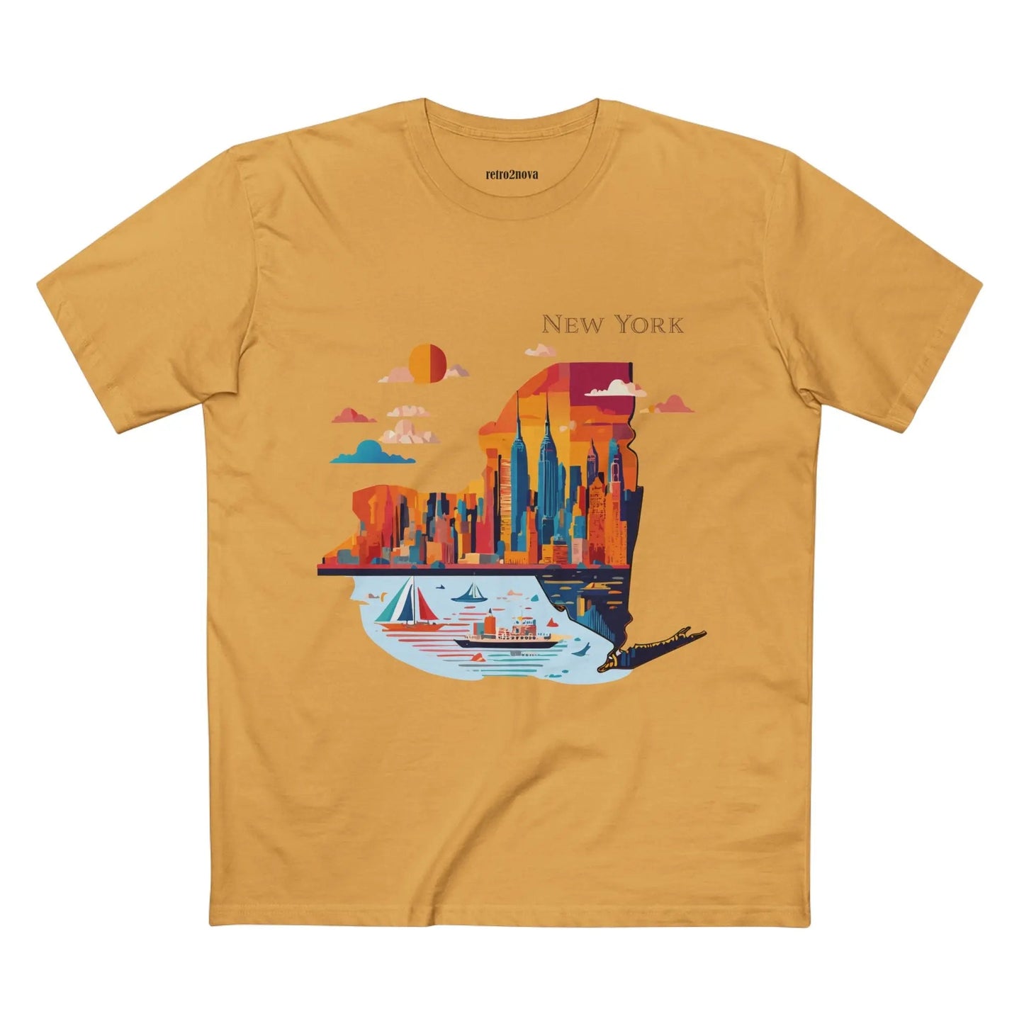 New York State Shirt Unisex Premium Cotton Tee With Original Art Design By Retro2Nova Art Collection