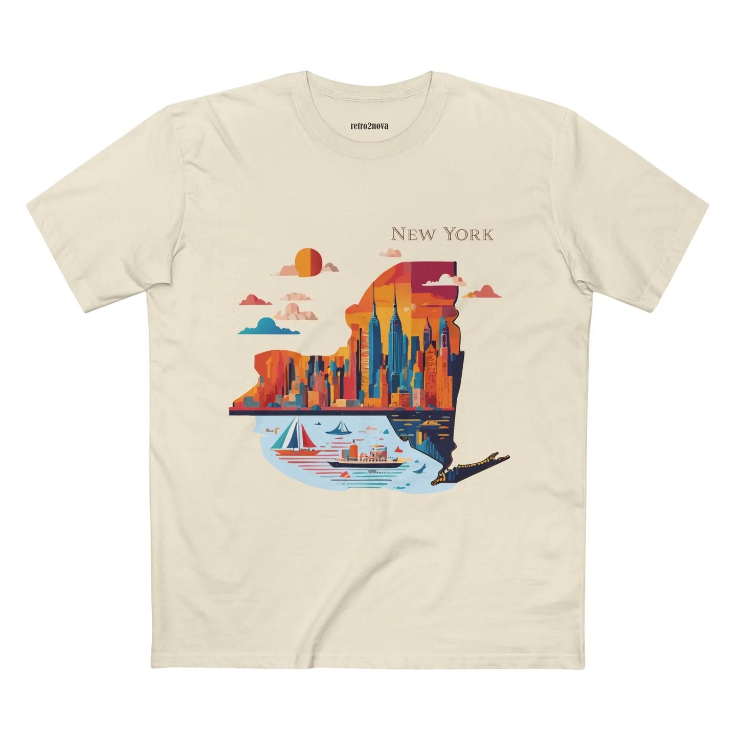 New York State Shirt Unisex Premium Cotton Tee With Original Art Design By Retro2Nova Art Collection