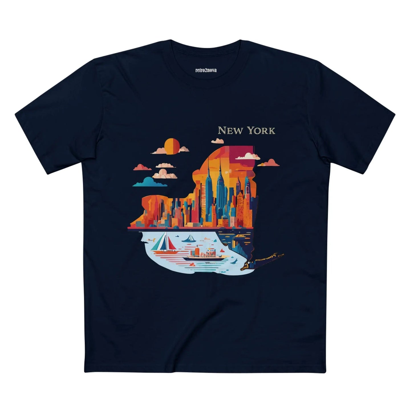 New York State Shirt Unisex Premium Cotton Tee With Original Art Design By Retro2Nova Art Collection