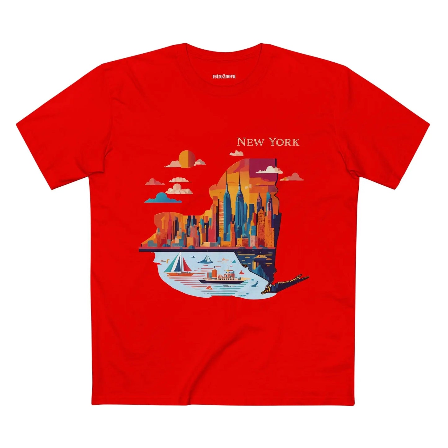 New York State Shirt Unisex Premium Cotton Tee With Original Art Design By Retro2Nova Art Collection