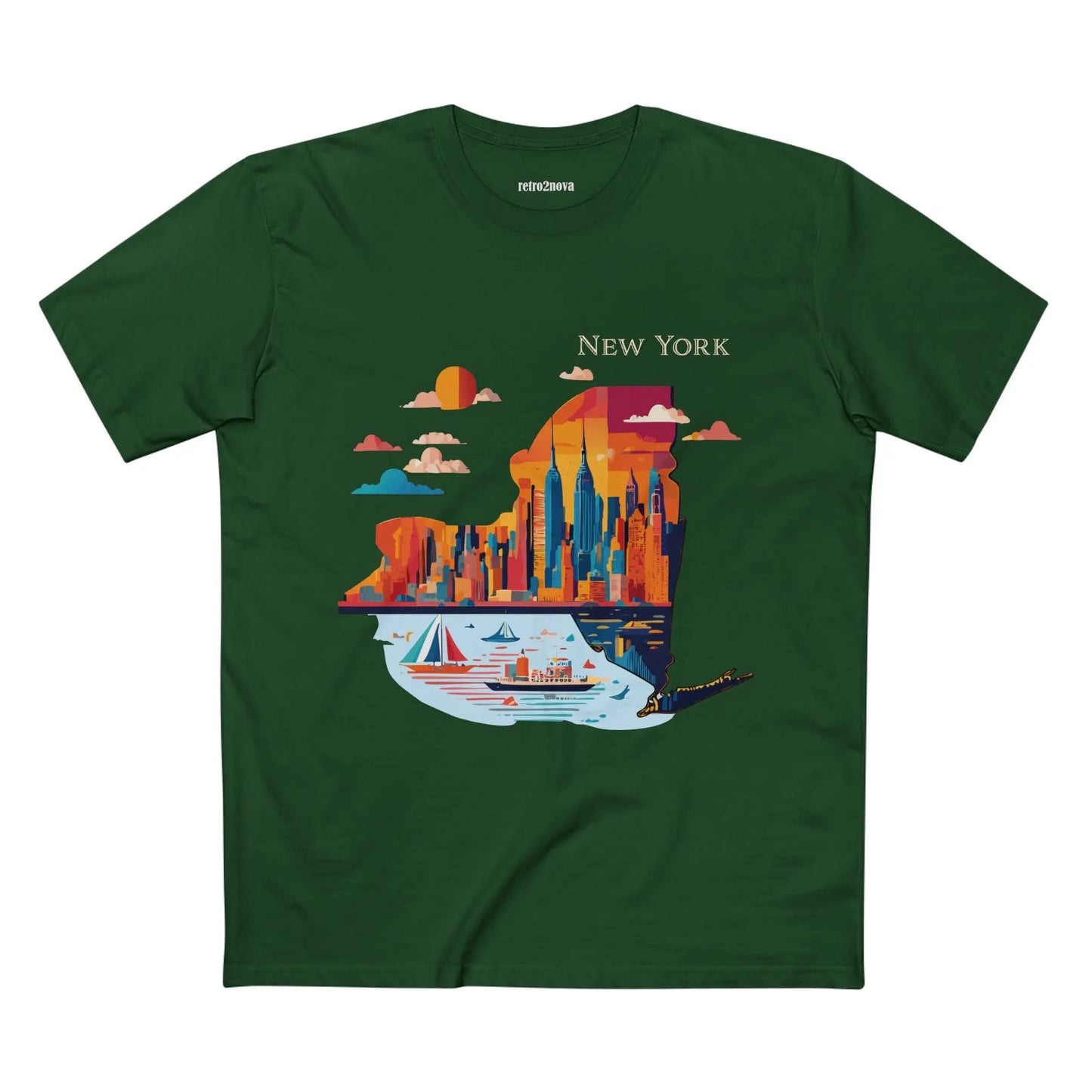 New York State Shirt Unisex Premium Cotton Tee With Original Art Design By Retro2Nova Art Collection
