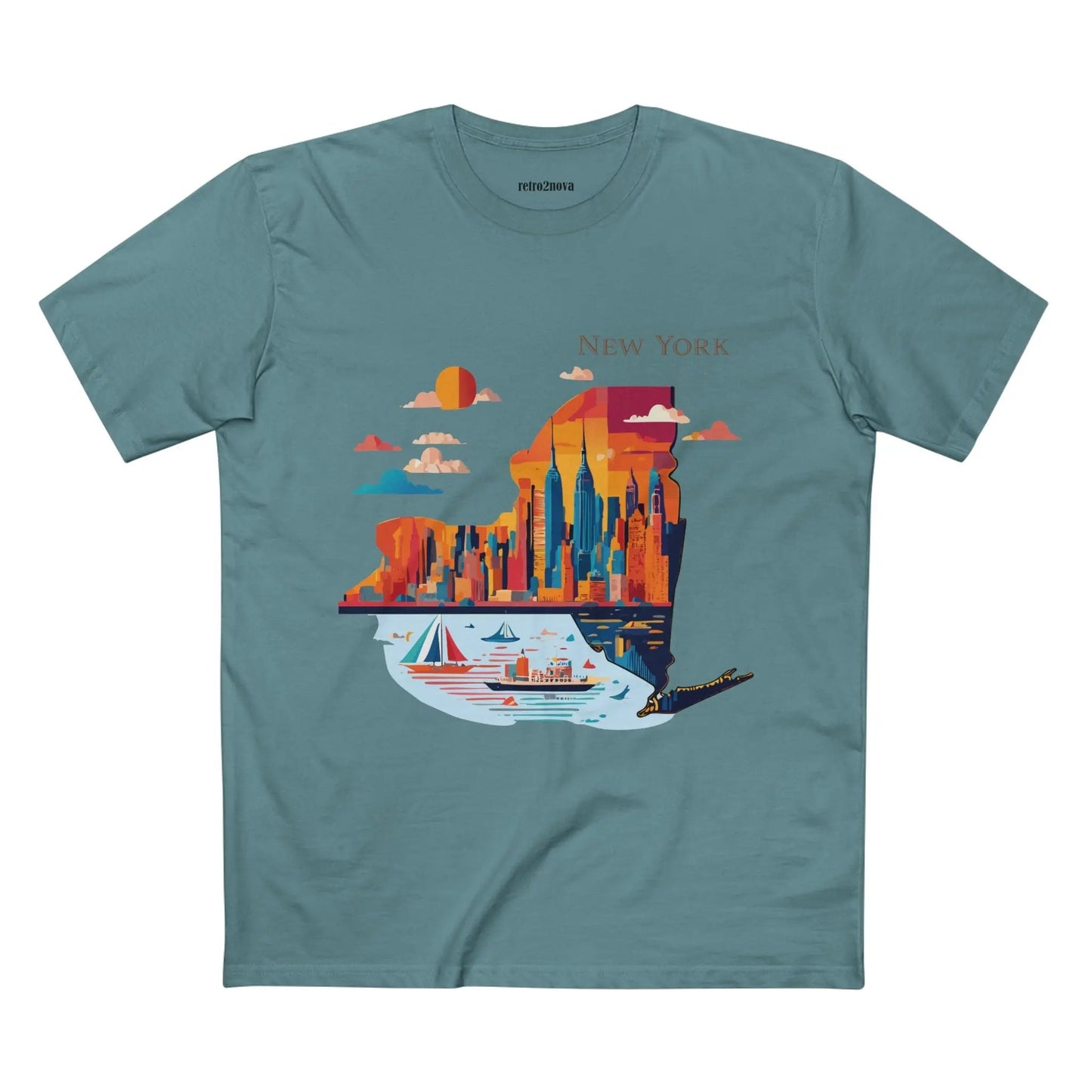 New York State Shirt Unisex Premium Cotton Tee With Original Art Design By Retro2Nova Art Collection