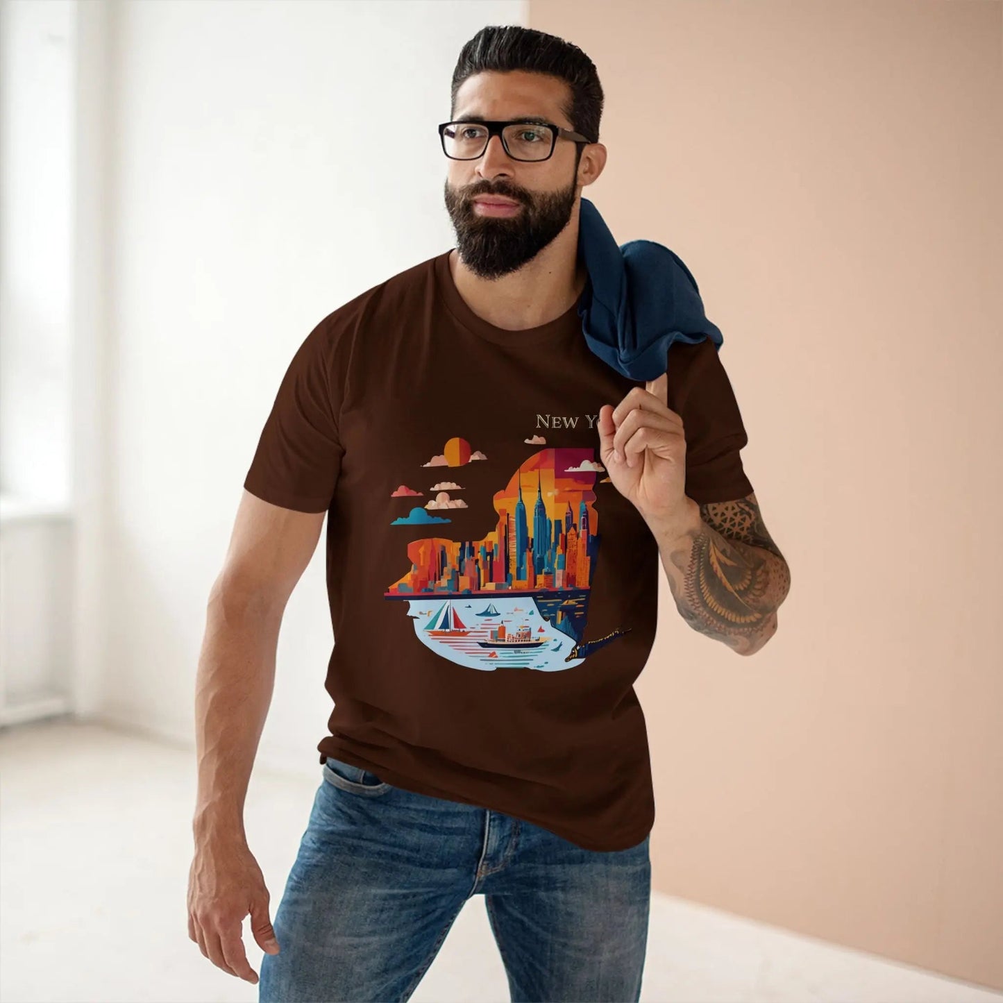 New York State Shirt Unisex Premium Cotton Tee With Original Art Design By Retro2Nova Art Collection