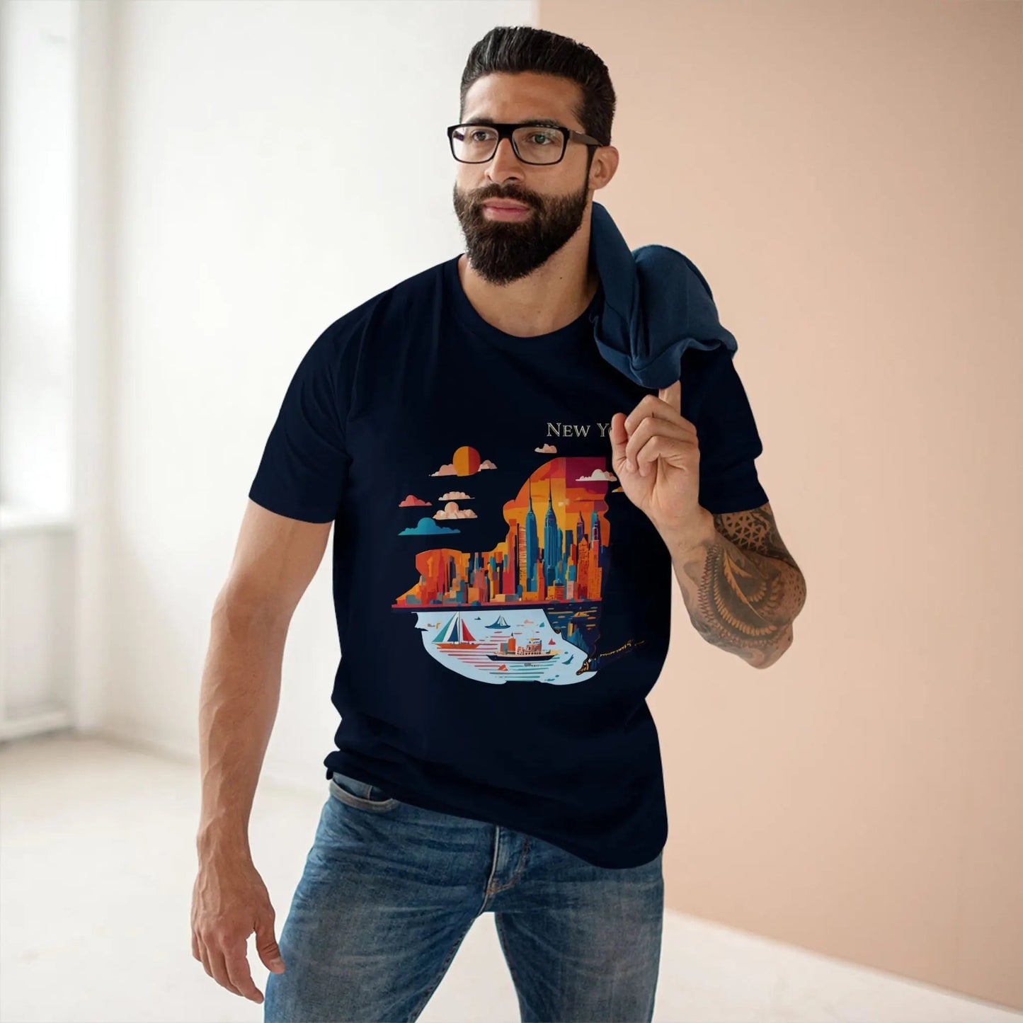 New York State Shirt Unisex Premium Cotton Tee With Original Art Design By Retro2Nova Art Collection