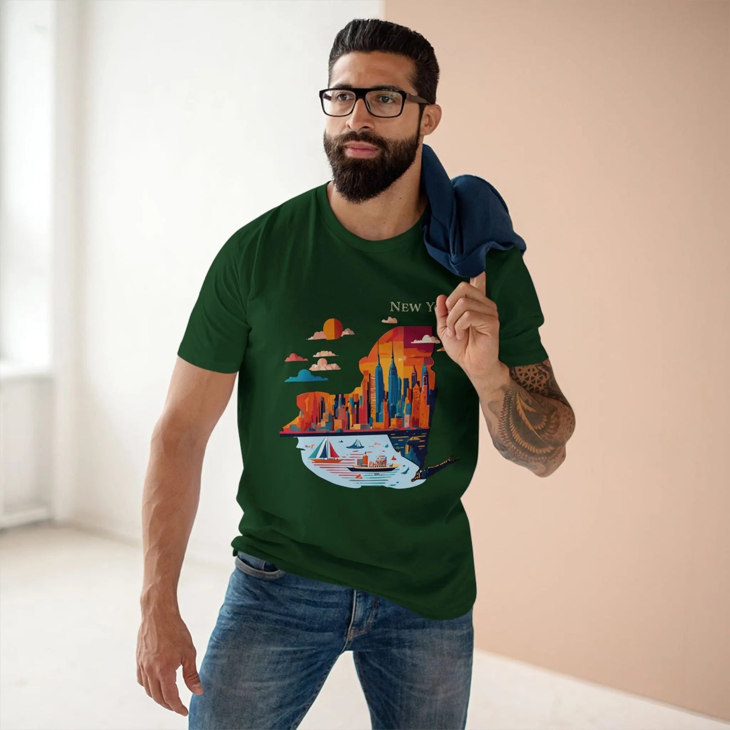 New York State Shirt Unisex Premium Cotton Tee With Original Art Design By Retro2Nova Art Collection