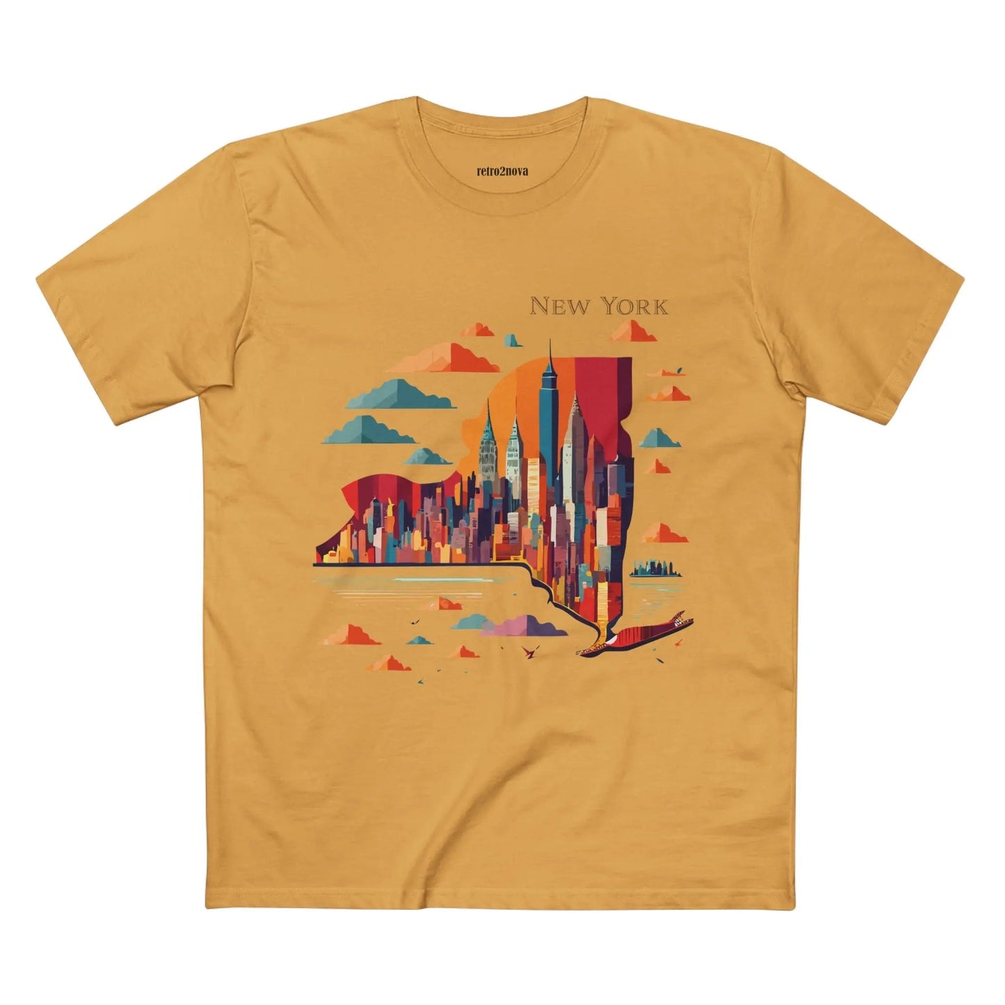 New York State Shirt Unisex Premium Cotton Tee With Original Art From Retro2Nova Collection