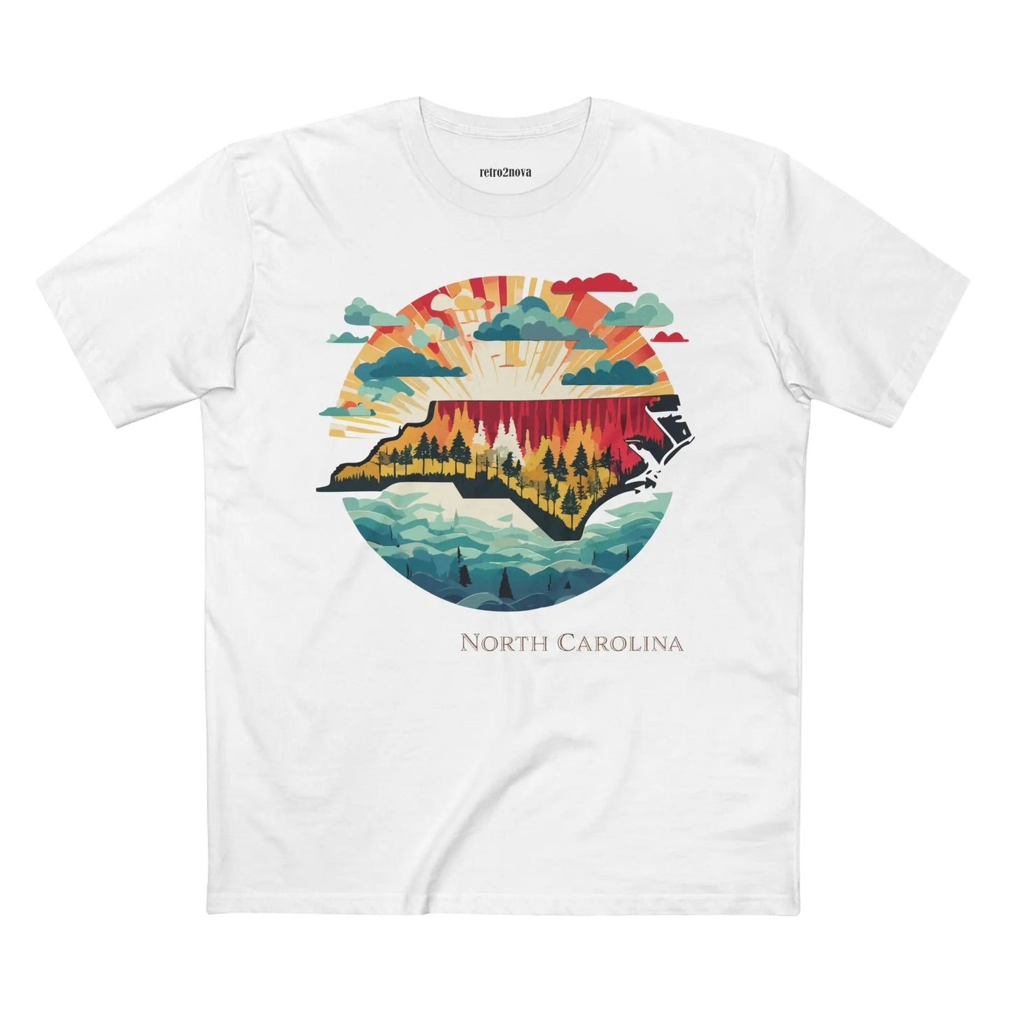 North Carolina State Shirt Unisex Premium Cotton Tee With Original Retro Art Design