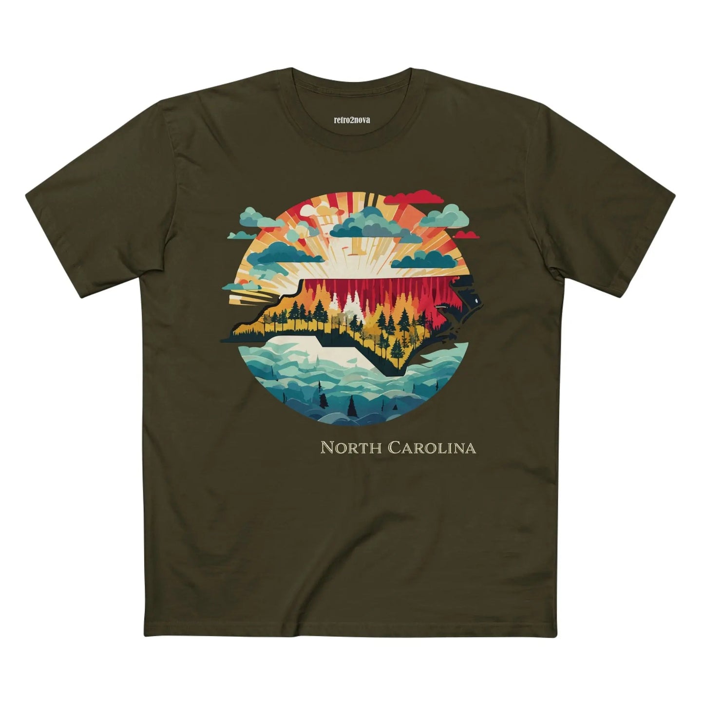 North Carolina State Shirt Unisex Premium Cotton Tee With Original Retro Art Design