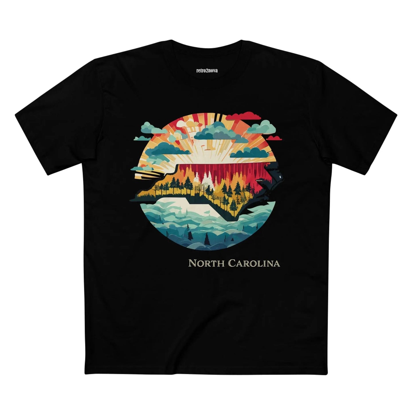 North Carolina State Shirt Unisex Premium Cotton Tee With Original Retro Art Design