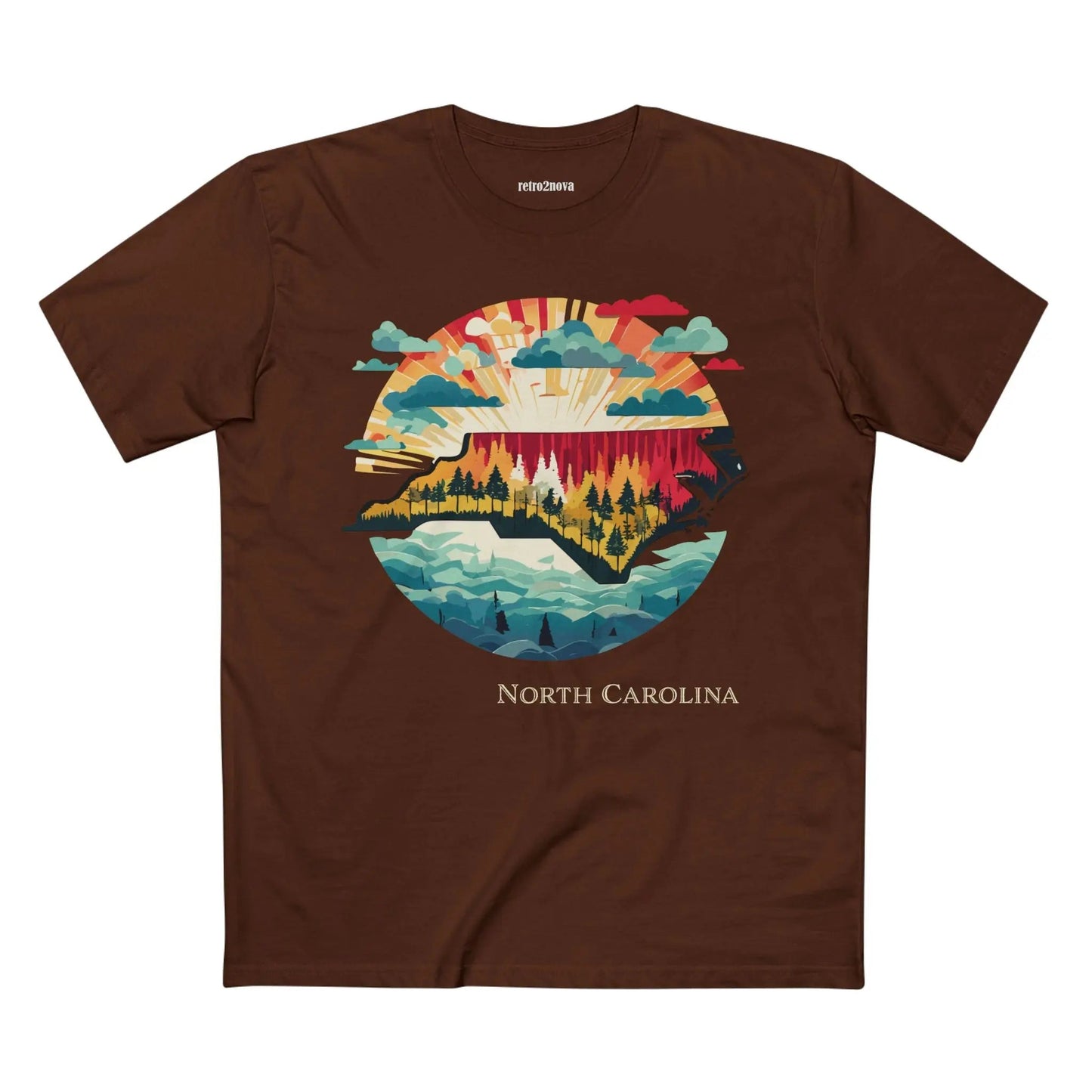 North Carolina State Shirt Unisex Premium Cotton Tee With Original Retro Art Design