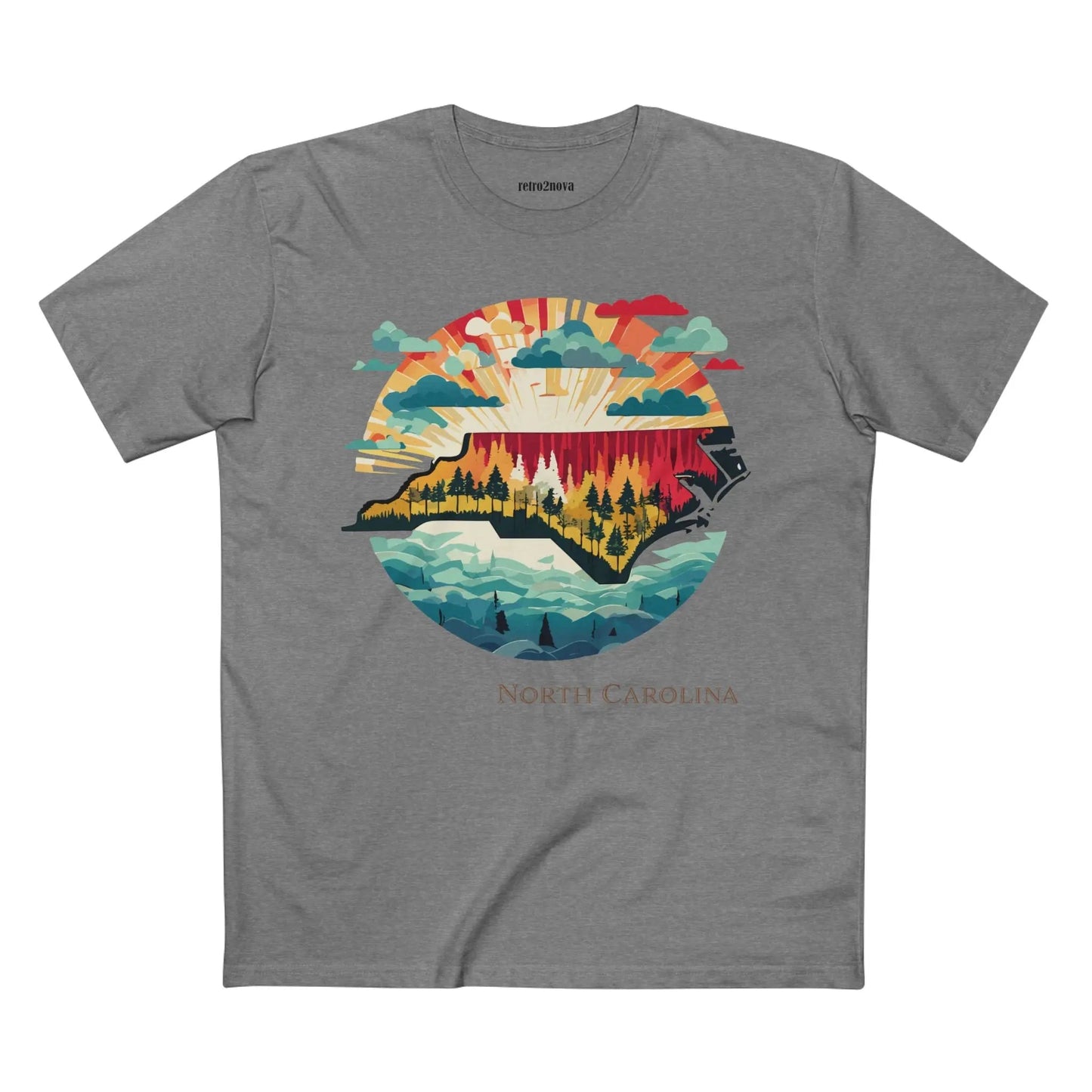 North Carolina State Shirt Unisex Premium Cotton Tee With Original Retro Art Design
