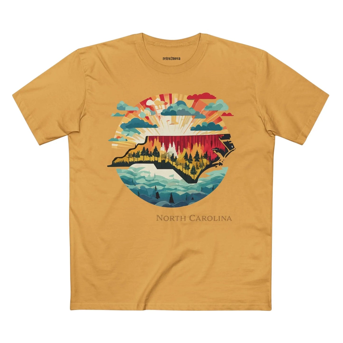North Carolina State Shirt Unisex Premium Cotton Tee With Original Retro Art Design