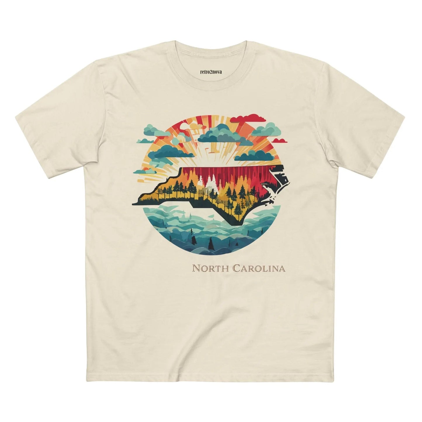 North Carolina State Shirt Unisex Premium Cotton Tee With Original Retro Art Design