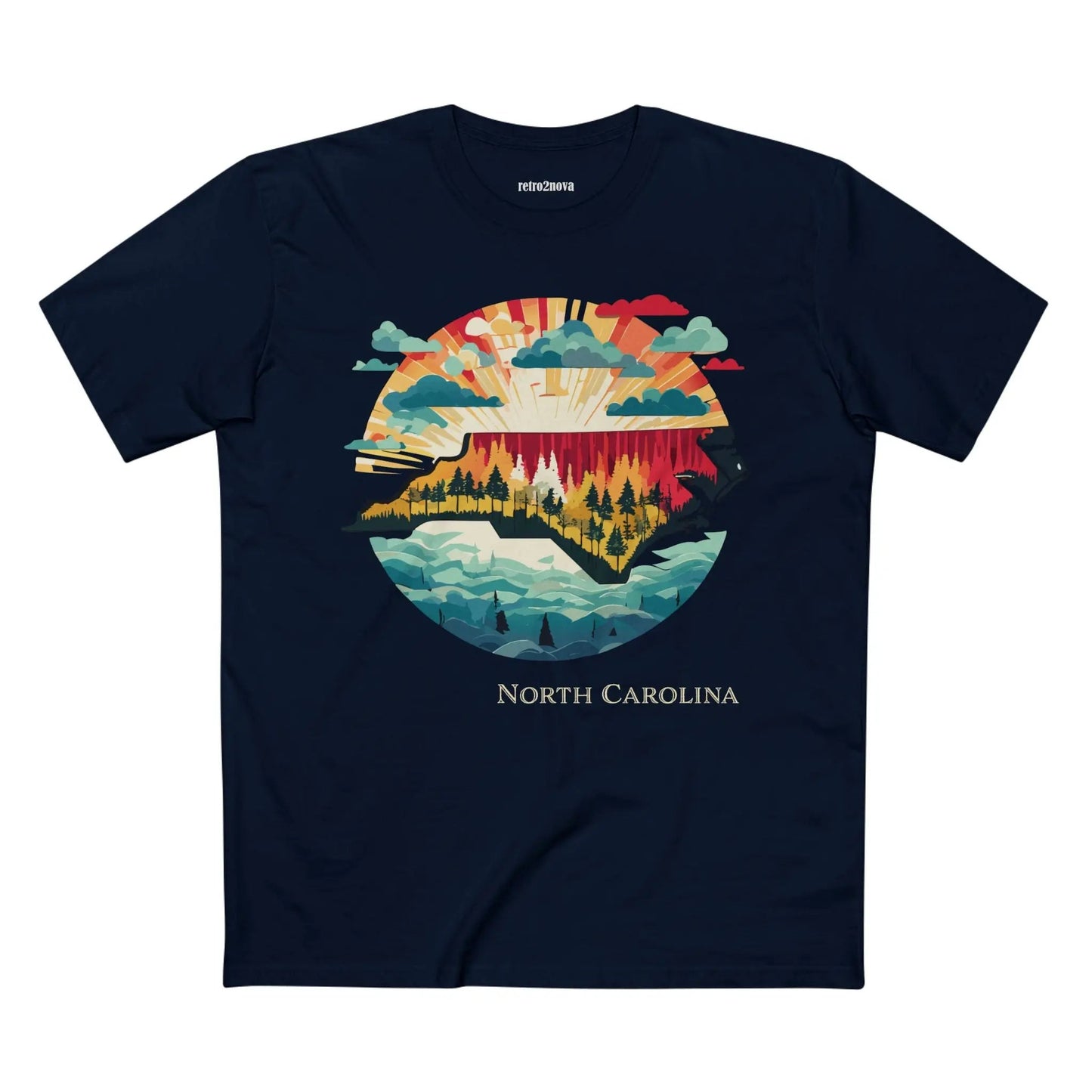 North Carolina State Shirt Unisex Premium Cotton Tee With Original Retro Art Design