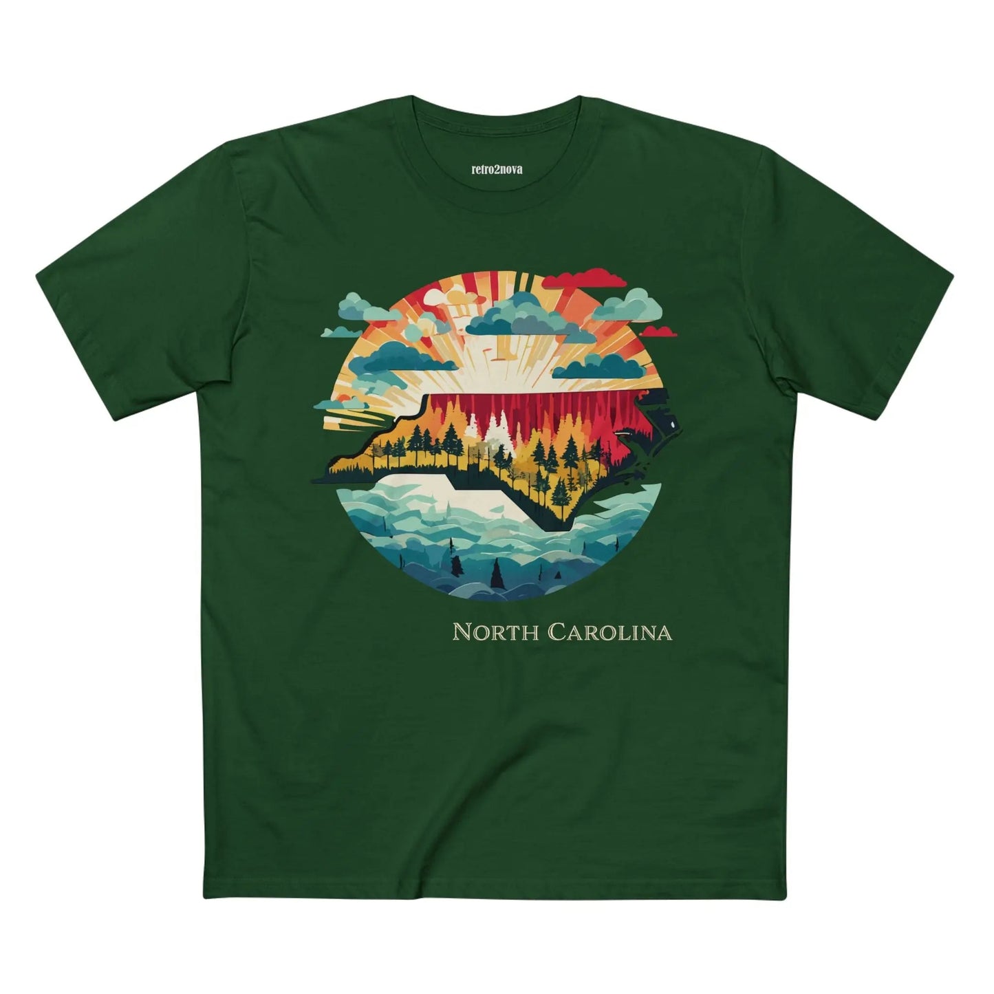 North Carolina State Shirt Unisex Premium Cotton Tee With Original Retro Art Design