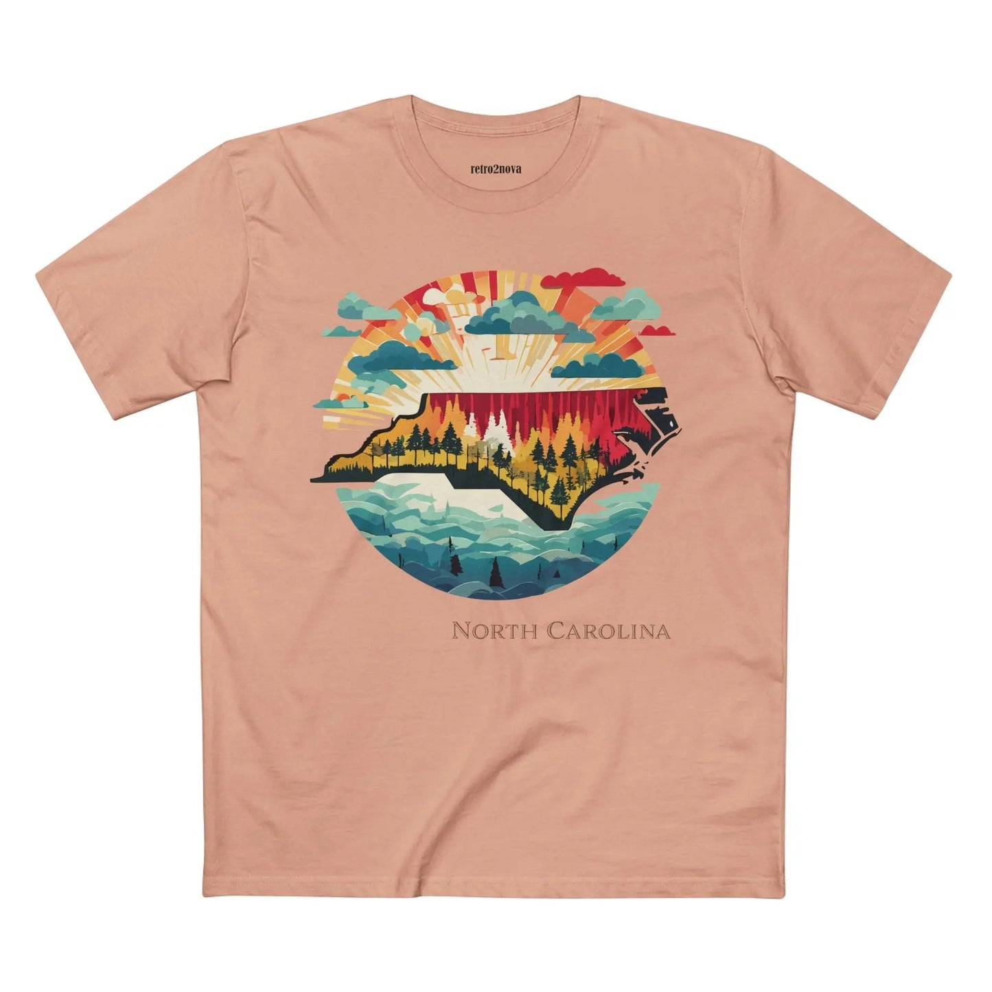 North Carolina State Shirt Unisex Premium Cotton Tee With Original Retro Art Design