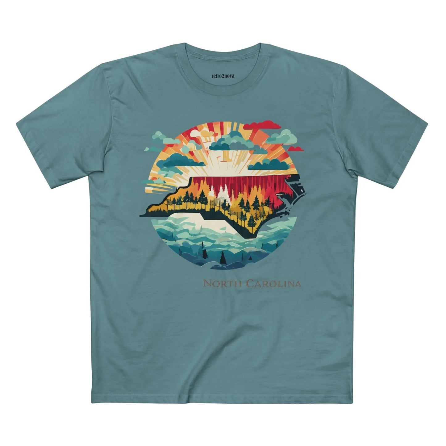 North Carolina State Shirt Unisex Premium Cotton Tee With Original Retro Art Design