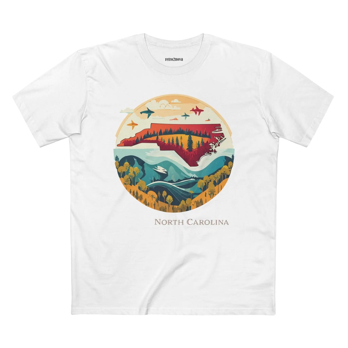 North Carolina State Shirt Unisex Premium Cotton Tee With Original Art Design Retro2Nova