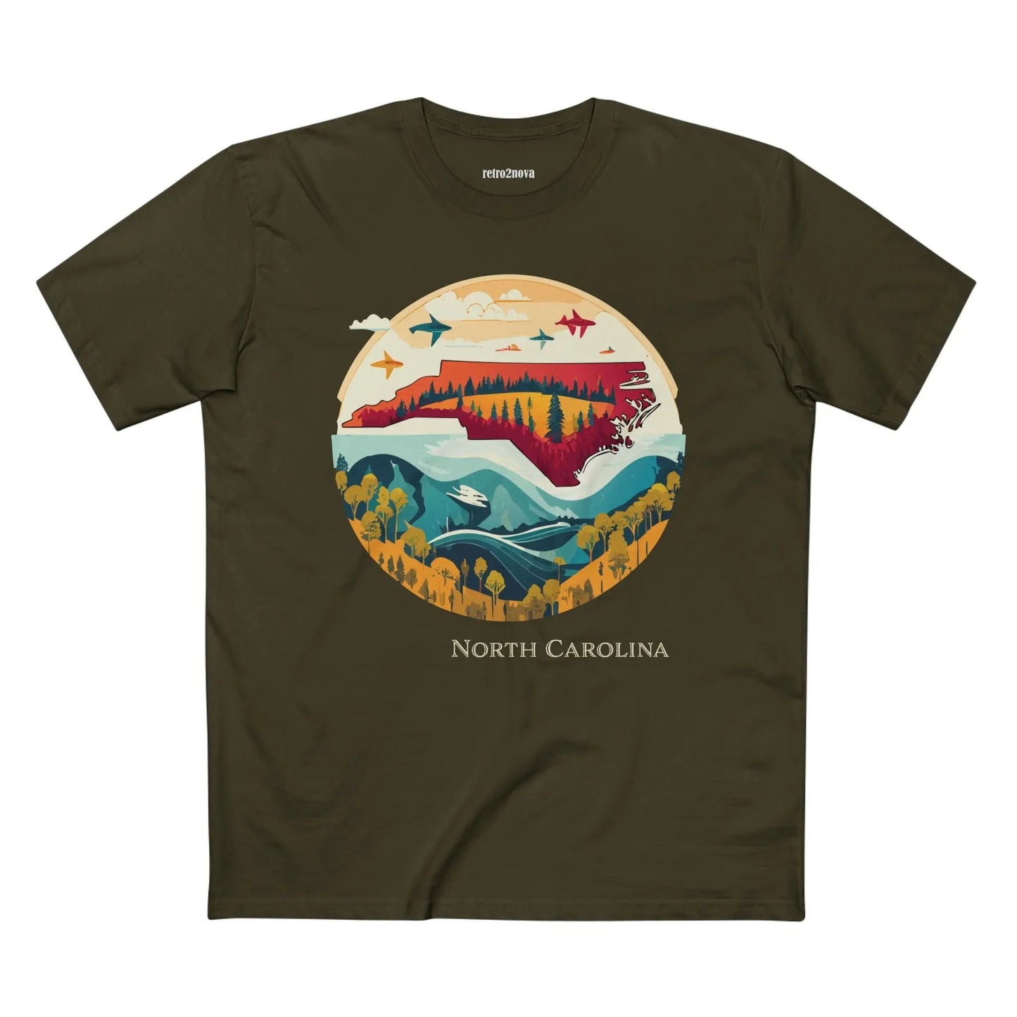 North Carolina State Shirt Unisex Premium Cotton Tee With Original Art Design Retro2Nova
