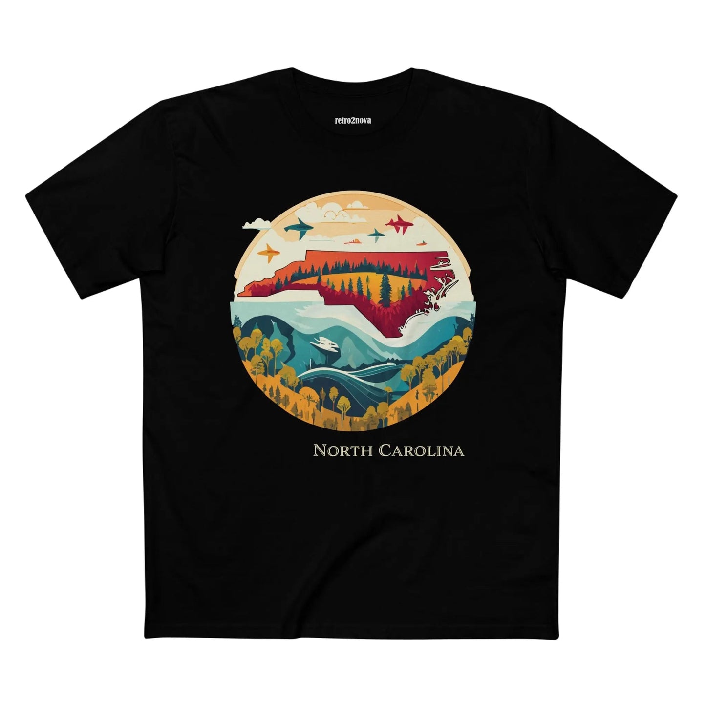 North Carolina State Shirt Unisex Premium Cotton Tee With Original Art Design Retro2Nova