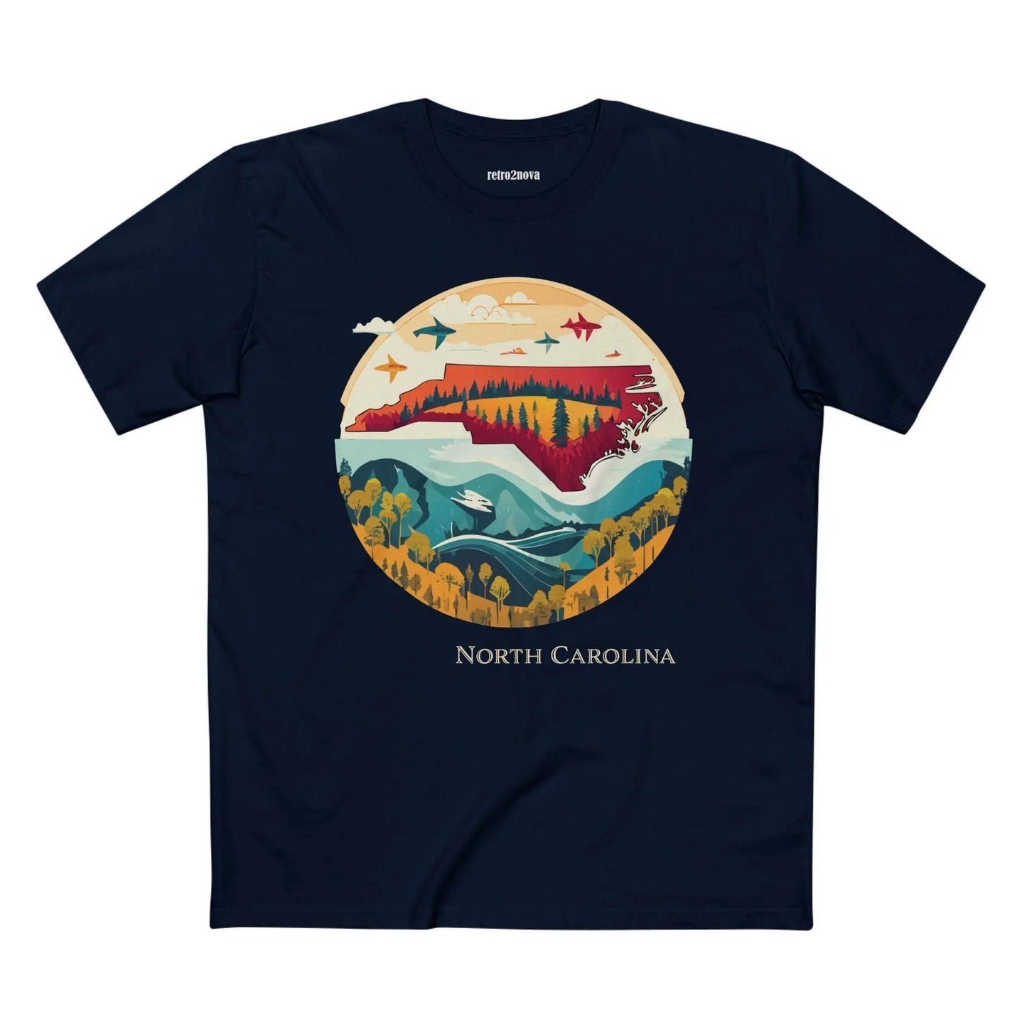 North Carolina State Shirt Unisex Premium Cotton Tee With Original Art Design Retro2Nova