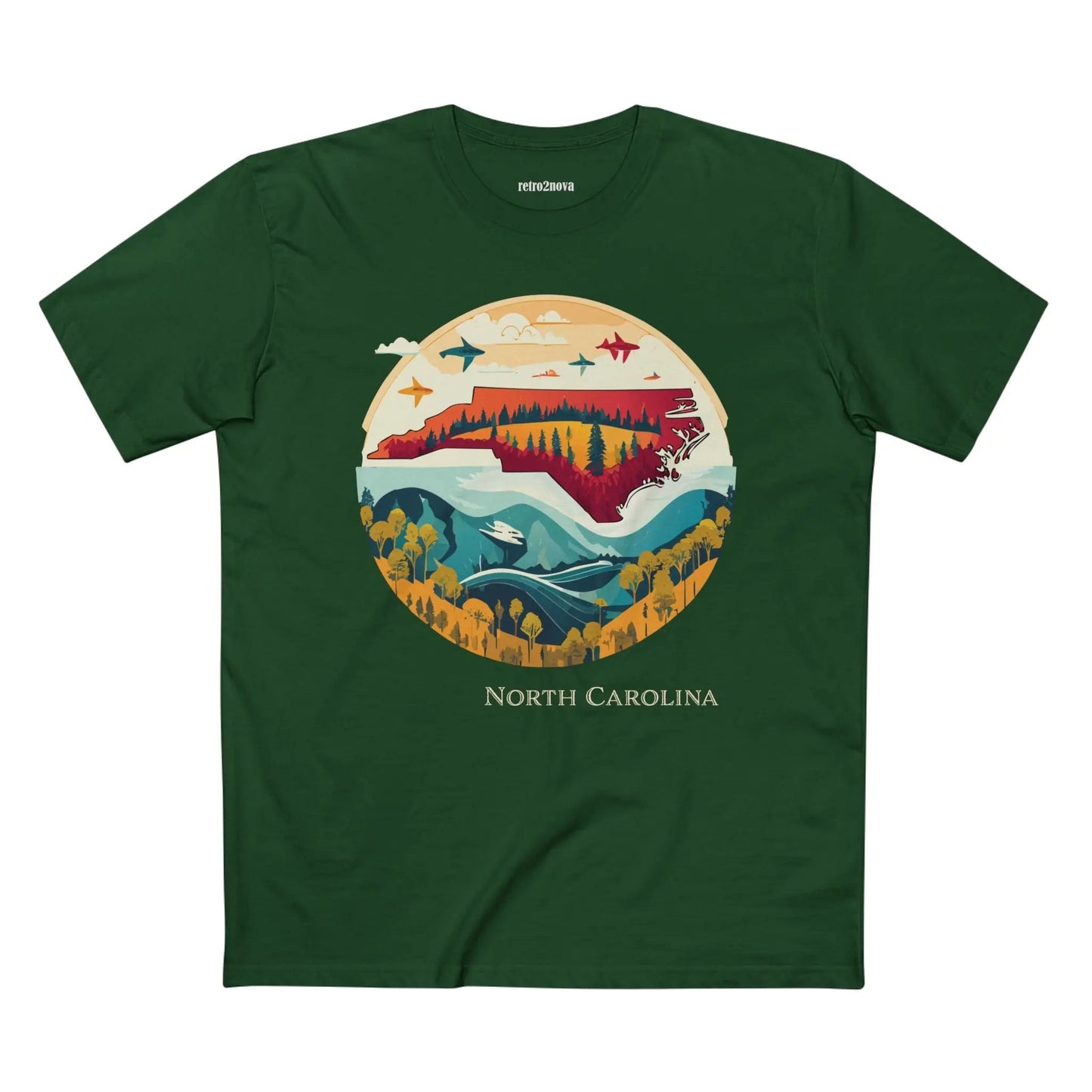 North Carolina State Shirt Unisex Premium Cotton Tee With Original Art Design Retro2Nova