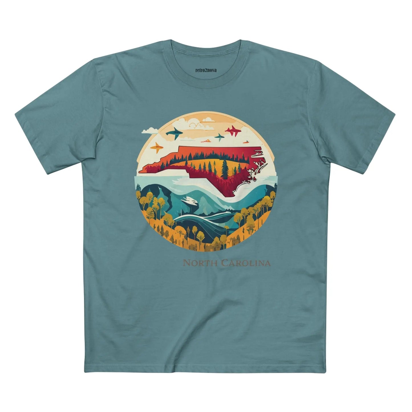 North Carolina State Shirt Unisex Premium Cotton Tee With Original Art Design Retro2Nova