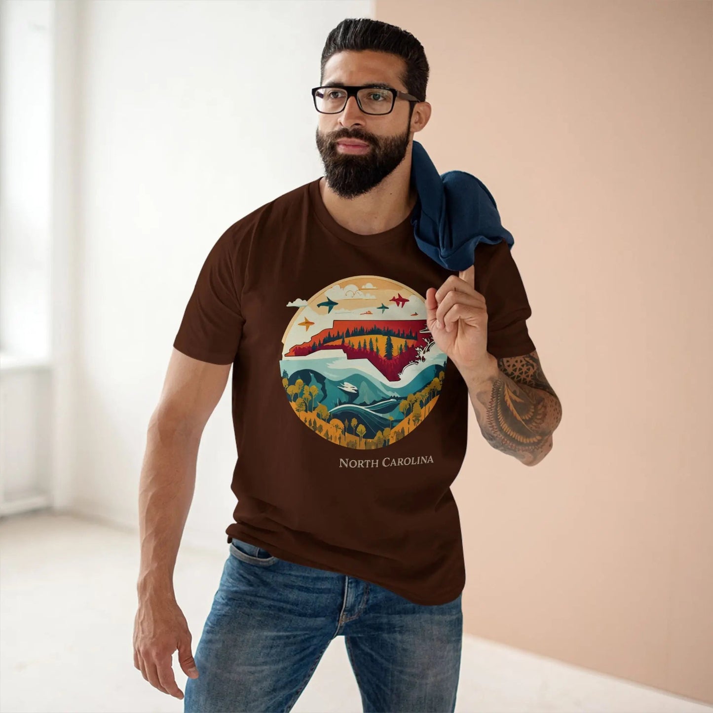 North Carolina State Shirt Unisex Premium Cotton Tee With Original Art Design Retro2Nova