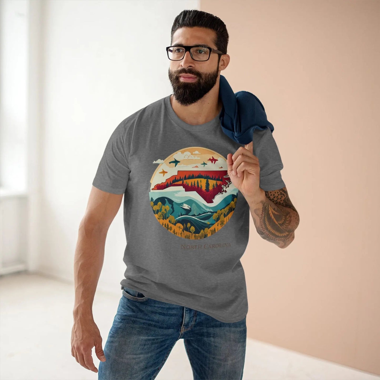 North Carolina State Shirt Unisex Premium Cotton Tee With Original Art Design Retro2Nova