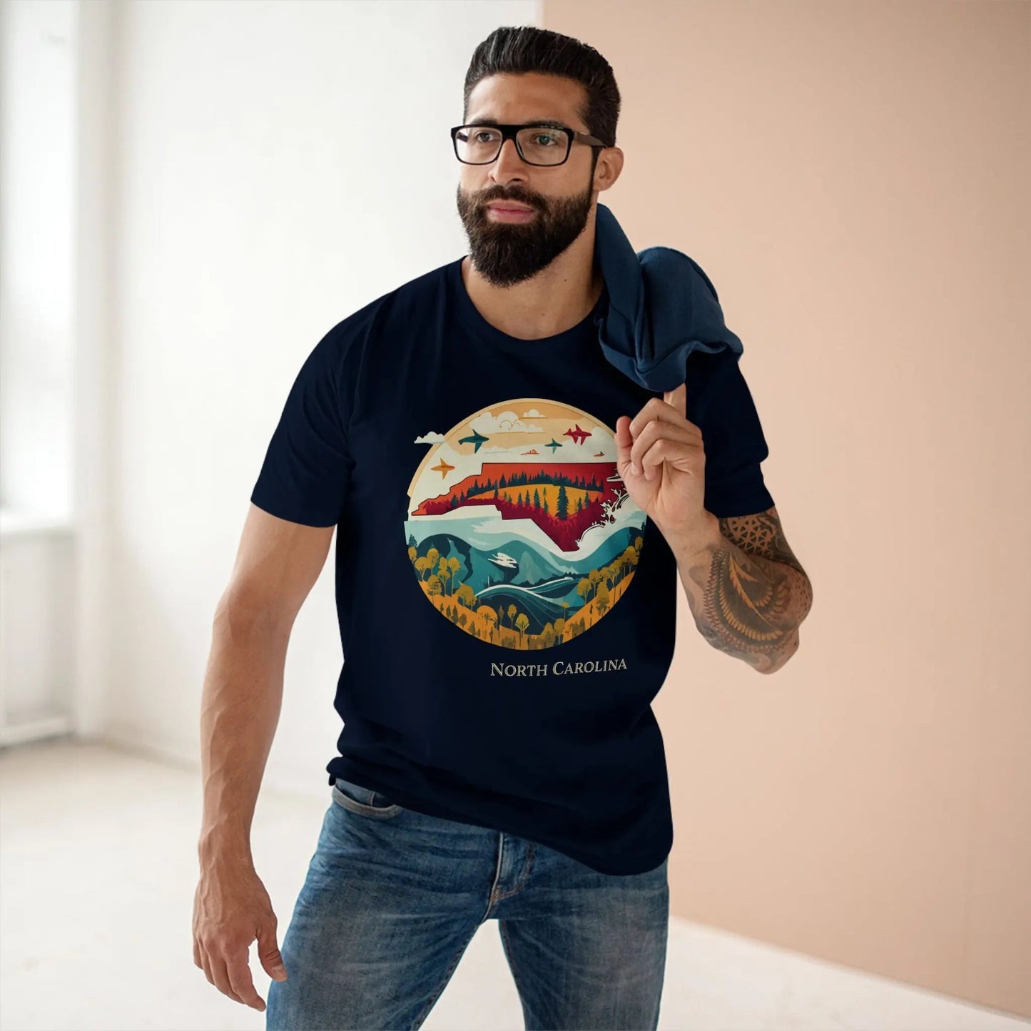 North Carolina State Shirt Unisex Premium Cotton Tee With Original Art Design Retro2Nova