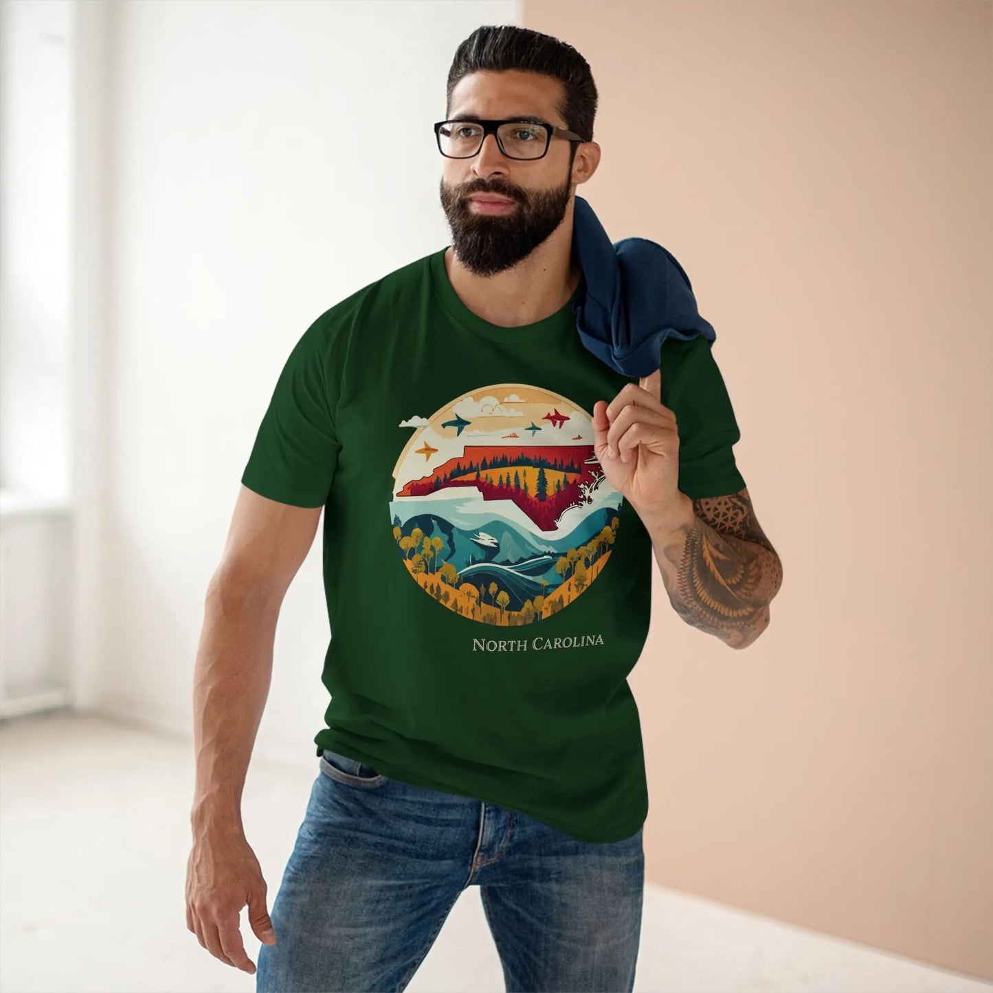 North Carolina State Shirt Unisex Premium Cotton Tee With Original Art Design Retro2Nova