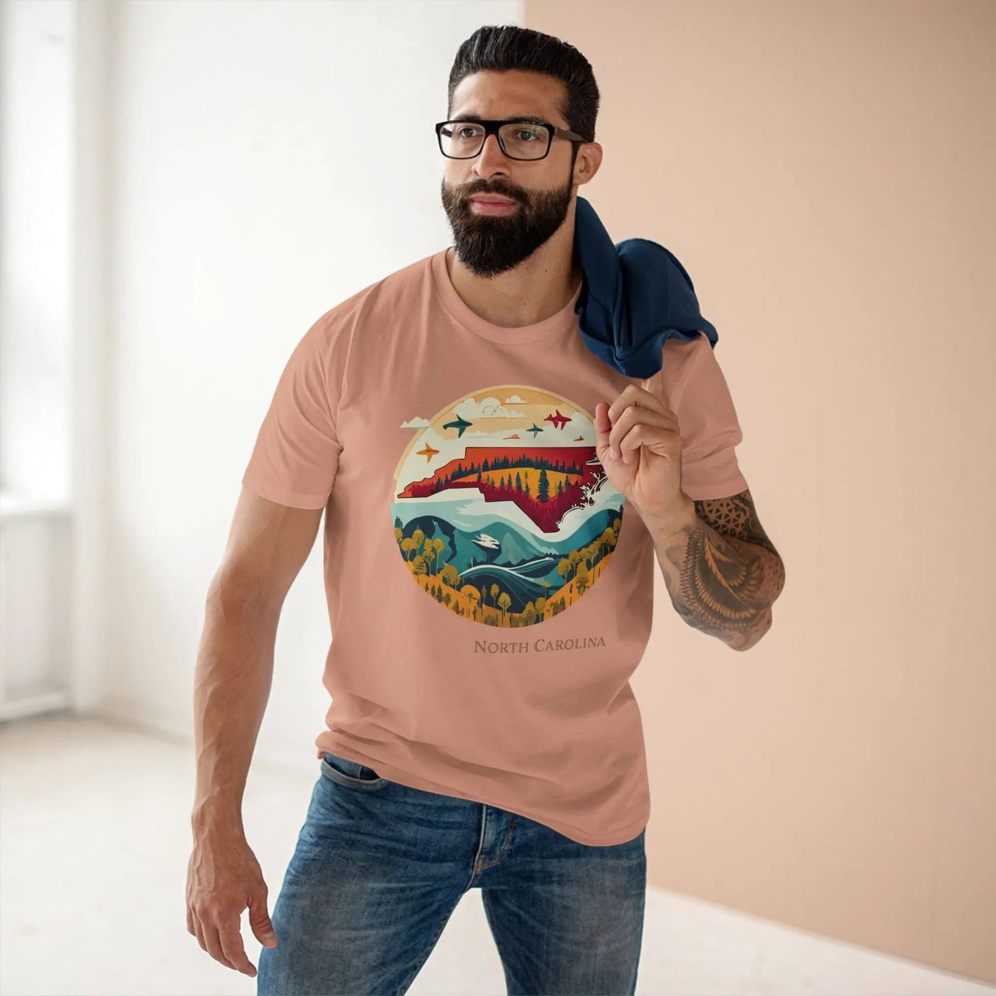 North Carolina State Shirt Unisex Premium Cotton Tee With Original Art Design Retro2Nova