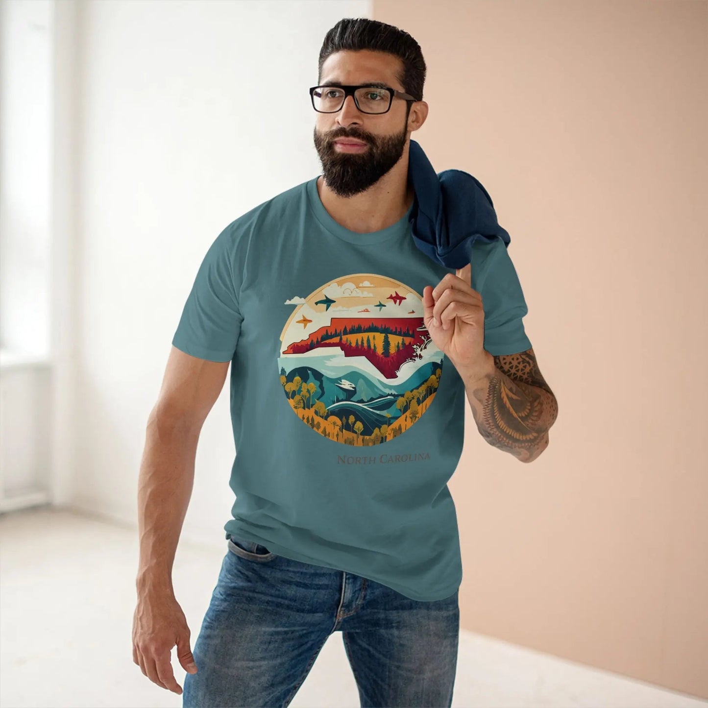 North Carolina State Shirt Unisex Premium Cotton Tee With Original Art Design Retro2Nova