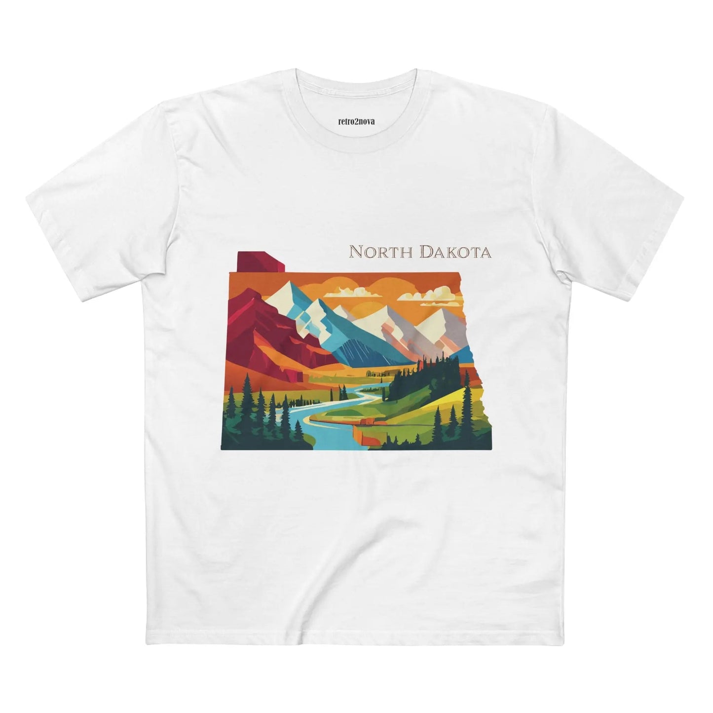 North Dakota State Shirt Unisex Premium Cotton Tee With Original Retro2Nova Art Design
