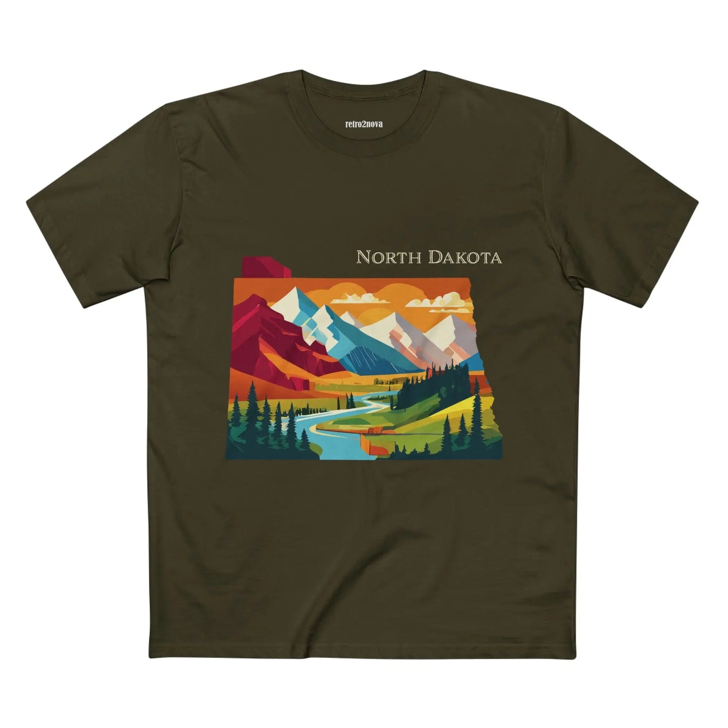 North Dakota State Shirt Unisex Premium Cotton Tee With Original Retro2Nova Art Design