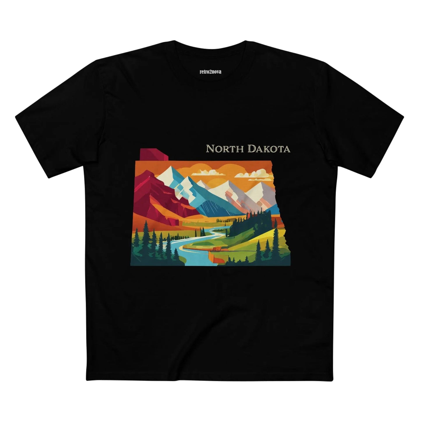 North Dakota State Shirt Unisex Premium Cotton Tee With Original Retro2Nova Art Design