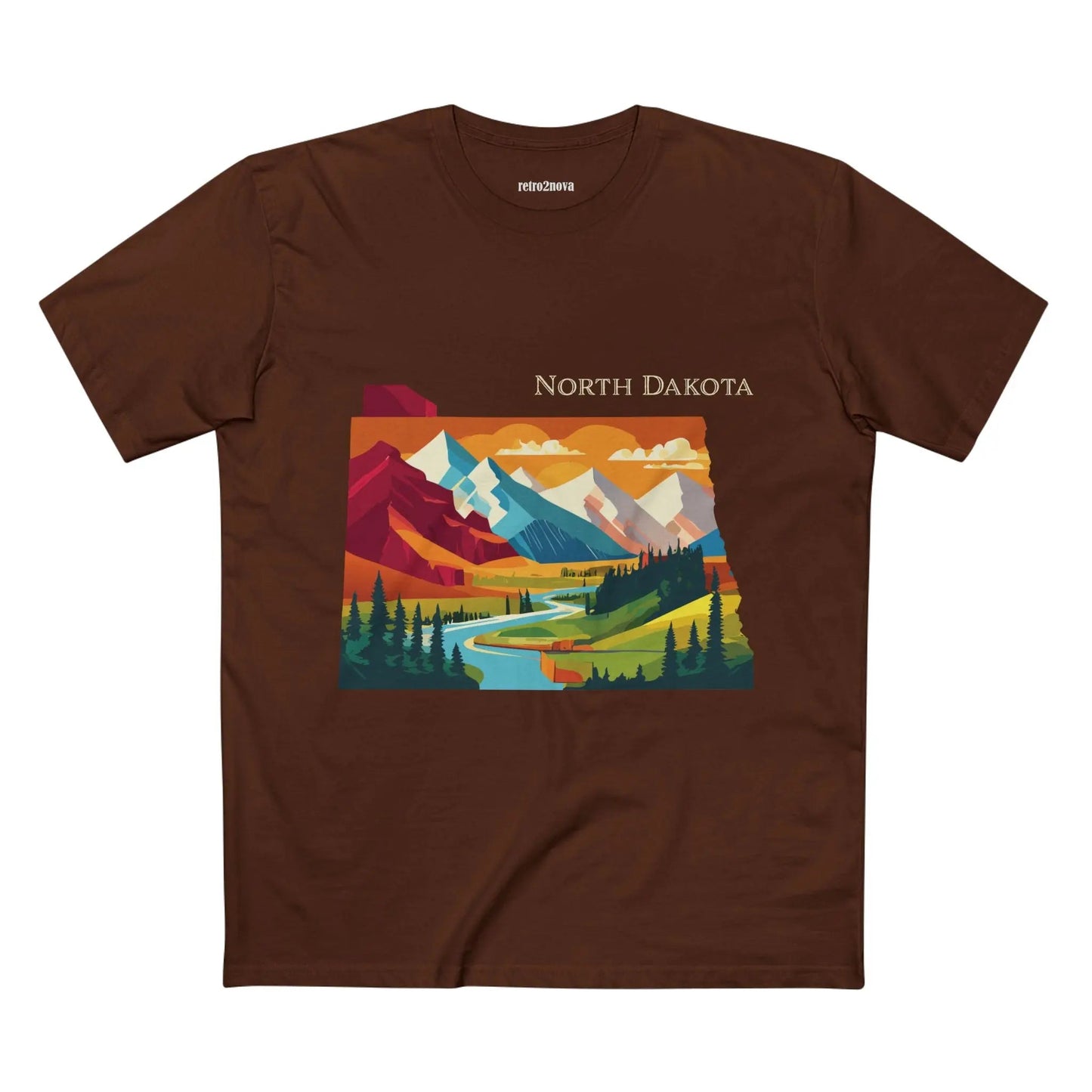 North Dakota State Shirt Unisex Premium Cotton Tee With Original Retro2Nova Art Design
